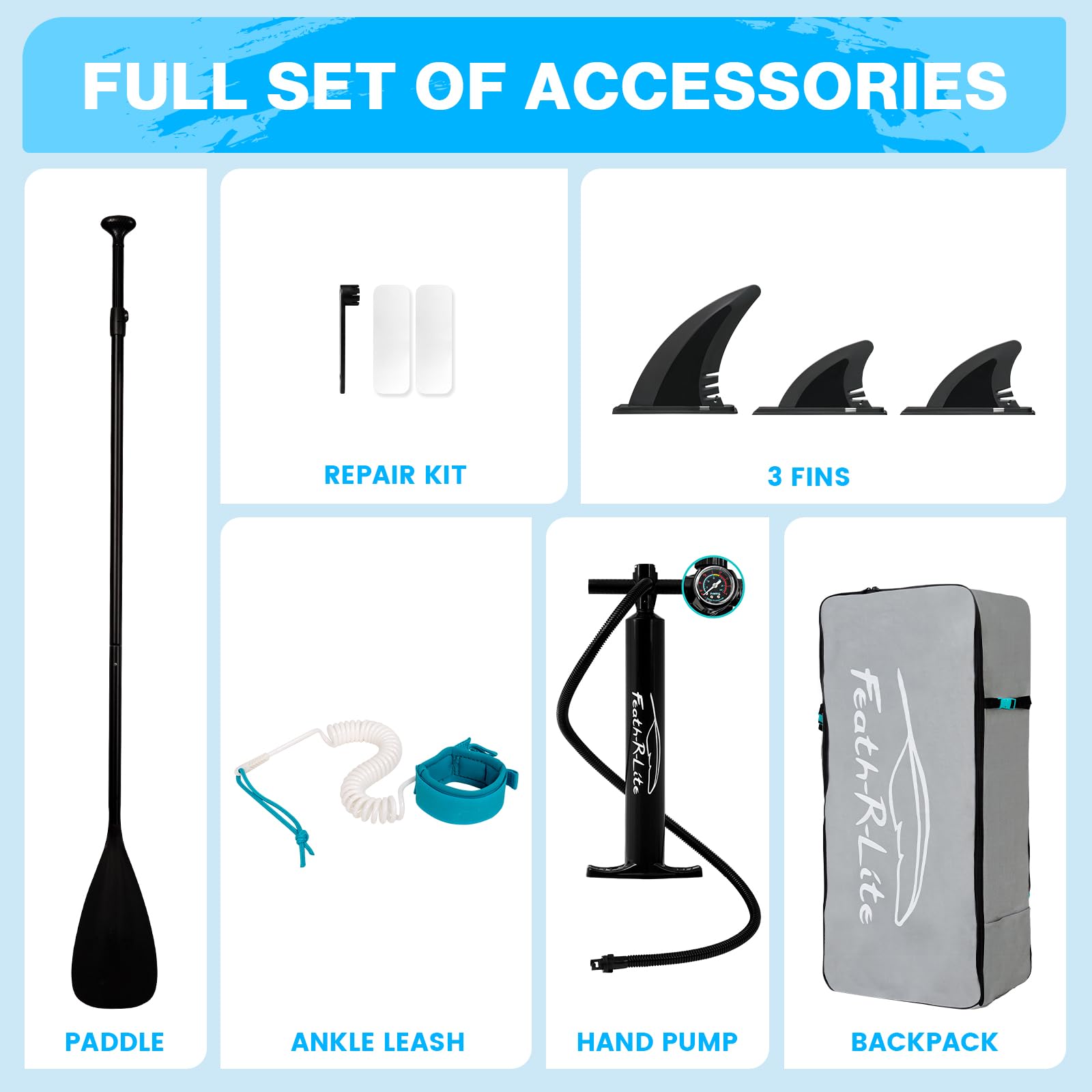 FEATH-R-LITE Inflatable Ultra-Light 10'×30''/10'6''×33'' Stand Up Paddle Board for All Skill Levels | Premium SUP Paddleboard Accessories Included | Non-Slip Comfort Deck for Youth & Adults | Perfect for Yoga, Fishing & Family Fun on Lakes, Rivers & Oceans