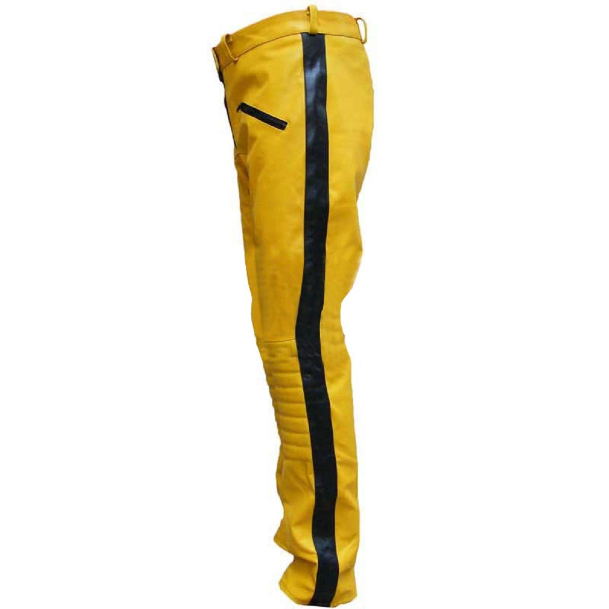 Women's Kill Bill Beatrix Kiddo Costume - Uma Thurman Yellow Leather Motorcycle Pants Outfit (Small) | Halloween Cosplay, Movie Replica, Biker Fashion