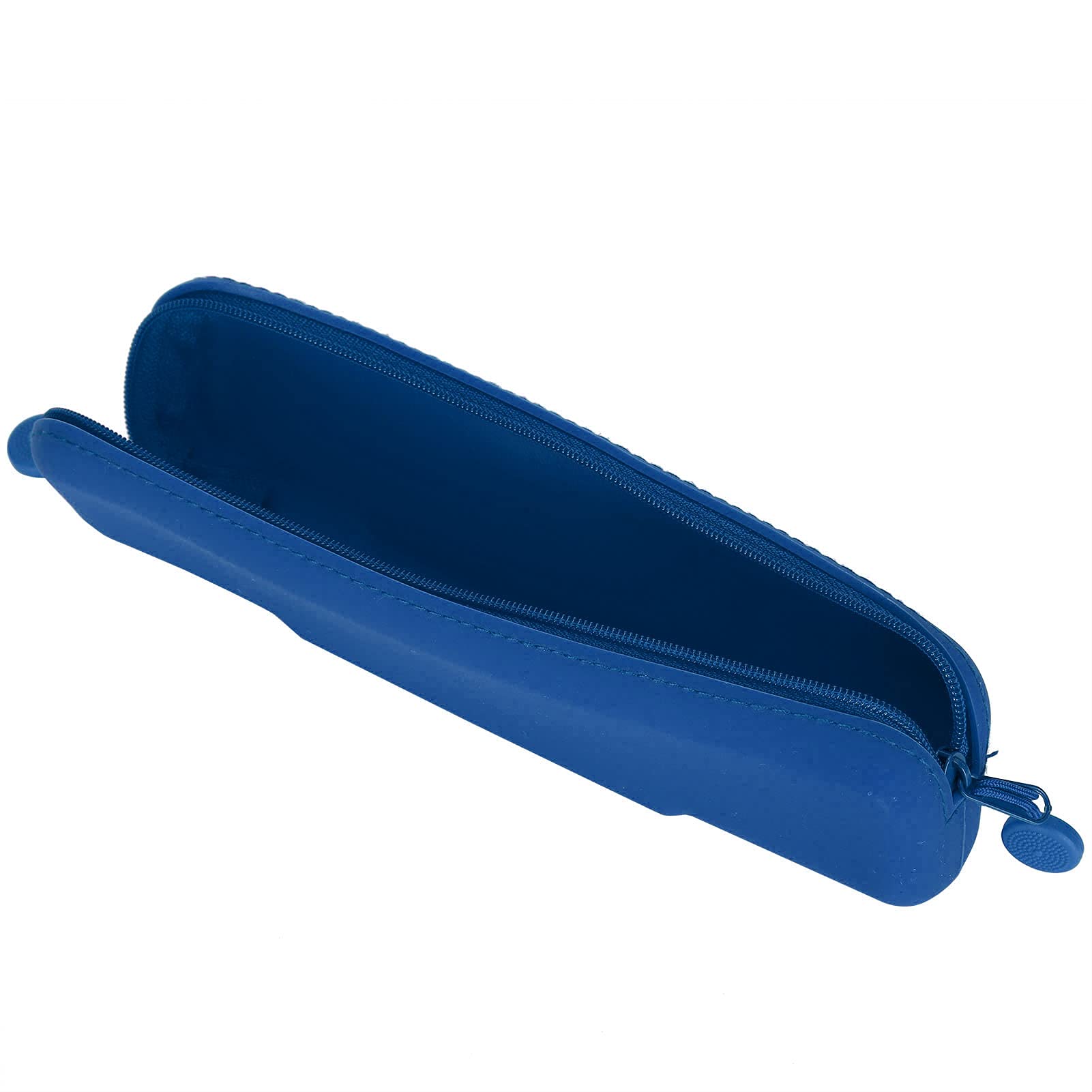 Soft Durable Silicone Pencil Pouch - Waterproof & Leakproof Zipper Case for Makeup, Pens & Small Accessories (Blue, Small) - Perfect for School, Office & Travel Organization
