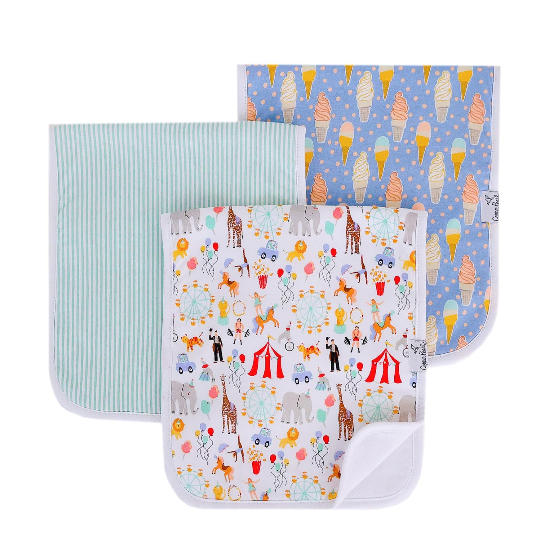 Premium Baby Burp Cloths 3-Pack - Ultra Soft Cotton Spit Up Rags with 3 Absorbent Layers | Large 21