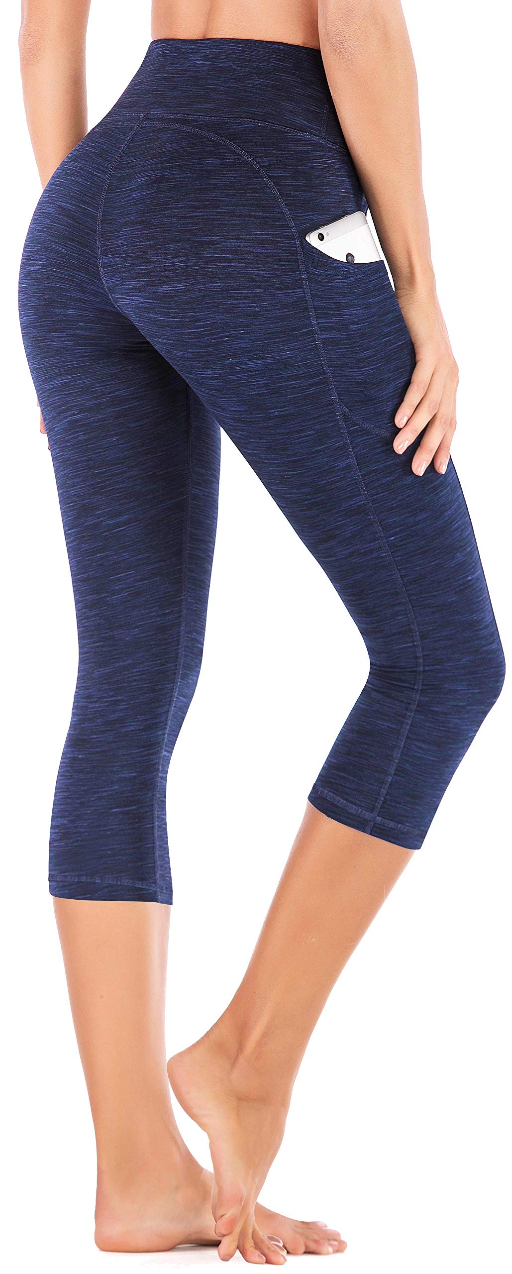 High Waisted Yoga Pants for Women with Pockets - Breathable Workout Capri Leggings for Running, Gym & Lounge | IUGA Women's Activewear