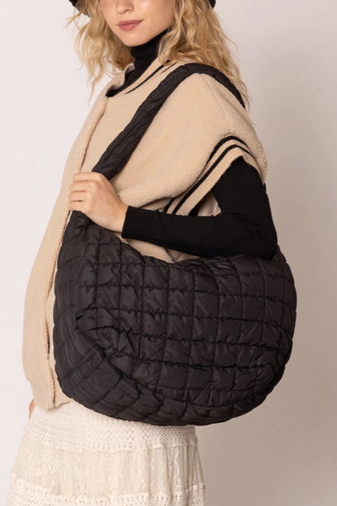 Quilted Everyday Shoulder Bag for Women - Stylish Black Crossbody Purse with Adjustable Strap | Perfect for Work, Travel, and Daily Use