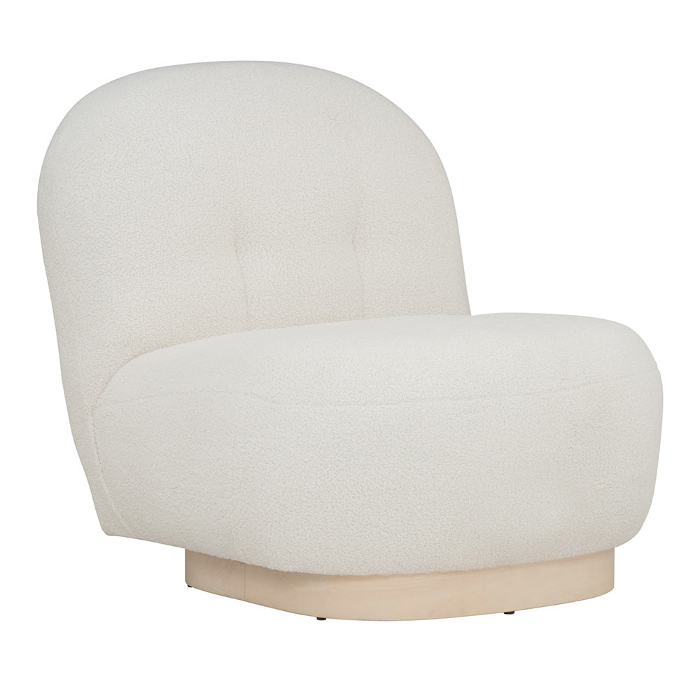 HELIA Boucle Lounge Chair in Off White - Modern Accent Chair for Living Room, Bedroom & Office - Cozy Upholstered Seating for Relaxing & Reading
