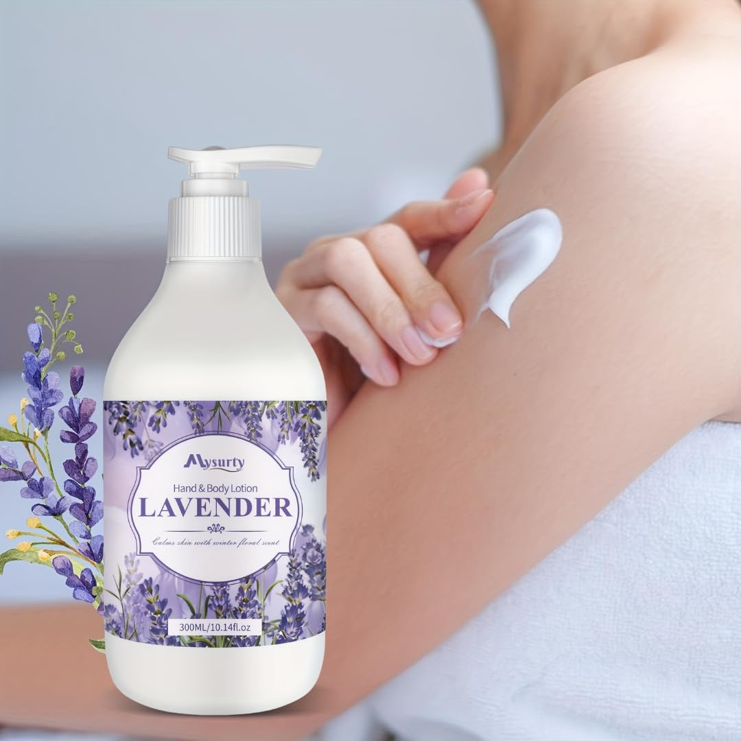 Lavender Hand and Body Lotion for Dry Skin - Deep Moisturizing Cream for Men & Women - 300ml Hydrating Daily Moisturizer with Natural Ingredients - Perfect for Home, Office & Travel Use
