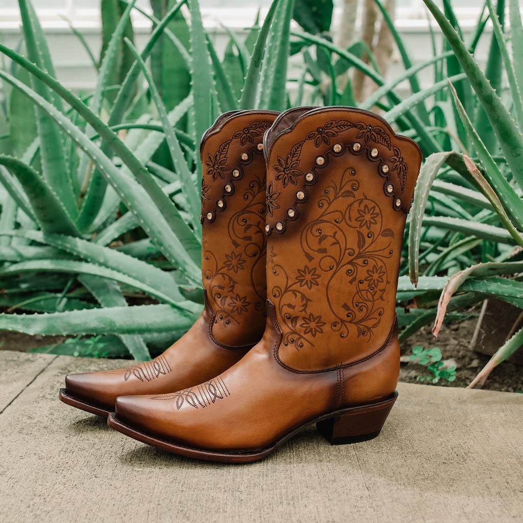 Soto Women's Zippered Burnished Cowgirl Boots M50050 - Stylish Western Boots for Country Dancing, Rodeo & Casual Wear