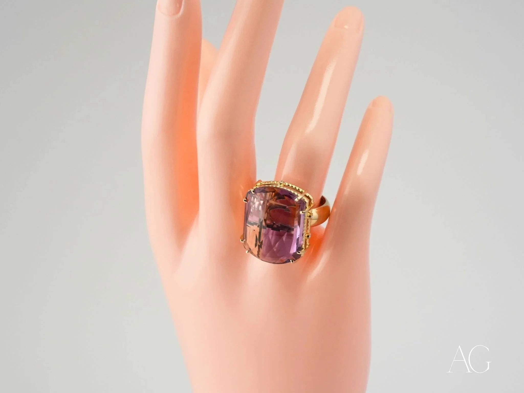 18K Yellow Gold Amethyst and Diamond Ring for Women - Purple Royale Elegant Jewelry | Perfect for Weddings, Anniversaries & Special Occasions