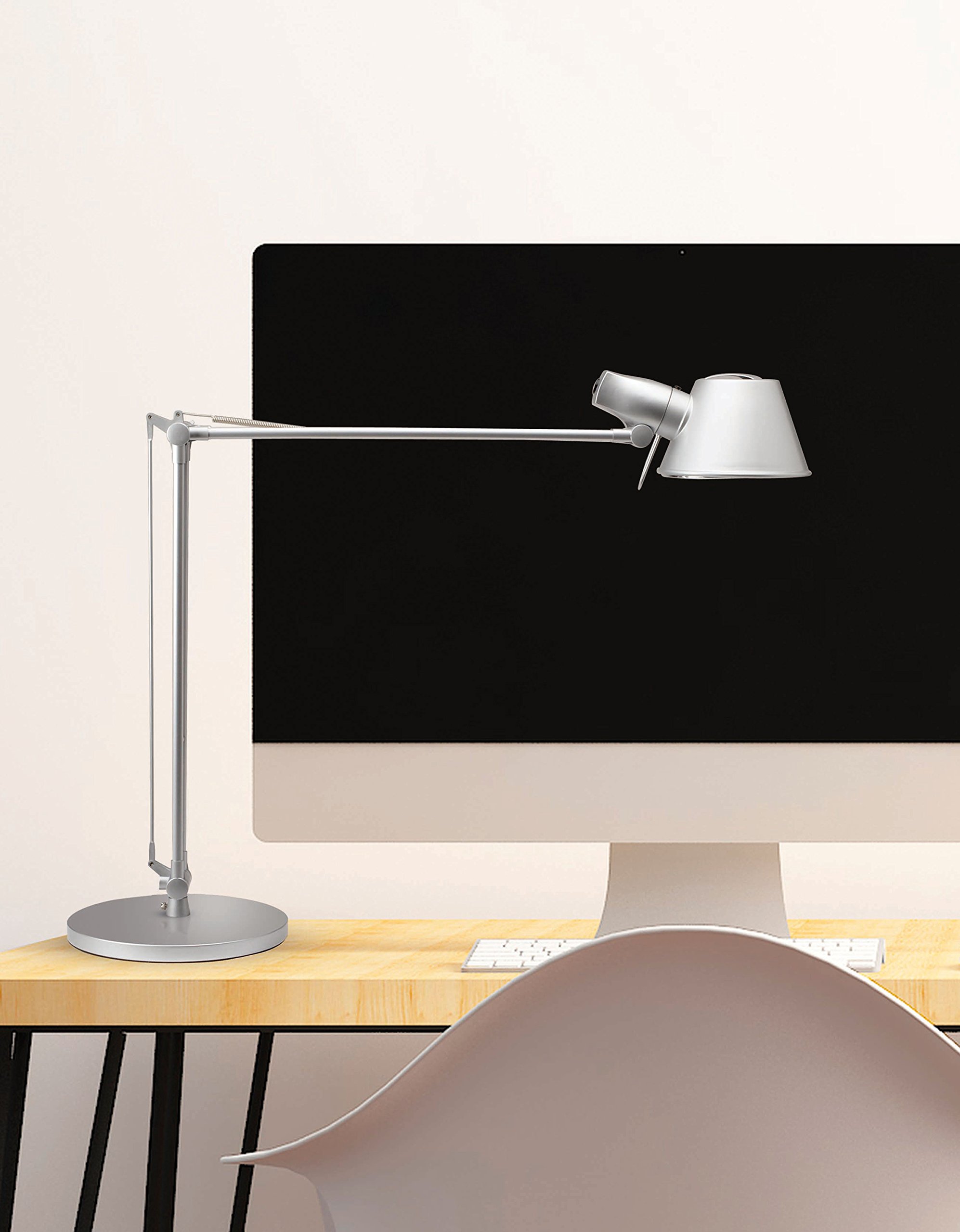MAULrock LED Table Lamp - Adjustable Brightness & Color Temperature 3000K-6500K, Eye-Caring Office Desk Lamp for Home & Workspace, Silver Modern Design - Perfect for Reading, Studying & Nightstand Lighting
