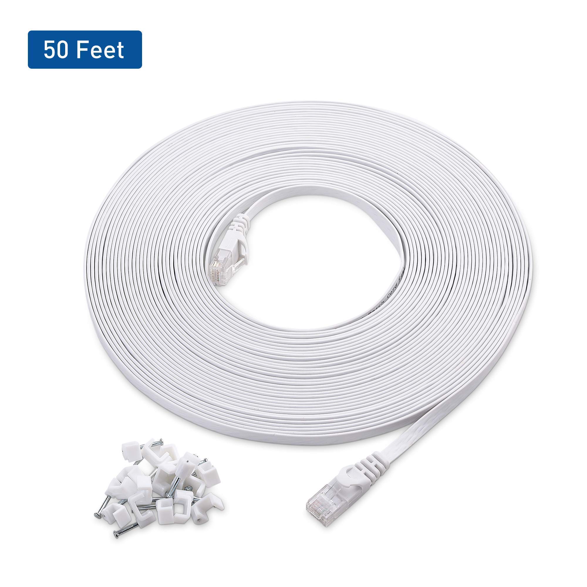 **Cable Matters 150-Foot Cat6 Ethernet Cable (Snagless, Blue) & 50-Foot Flat Cat6 Cable (White) - High-Speed Internet, Gaming, Streaming, Home & Office Network Setup**