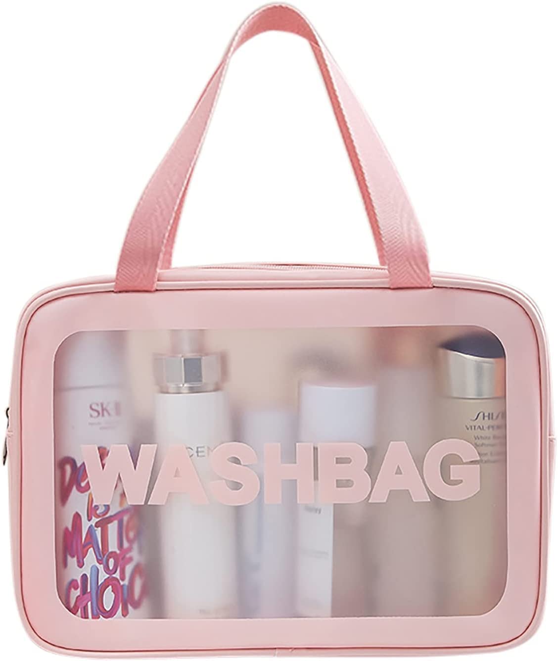 LATIQ MART Pink Makeup Bag for Women - Travel Toiletry Organizer for Cosmetics, Brushes & Accessories | Waterproof Cosmetic Pouch & Wash Bag - Perfect for Home, Gym, Vacation & Business Trips