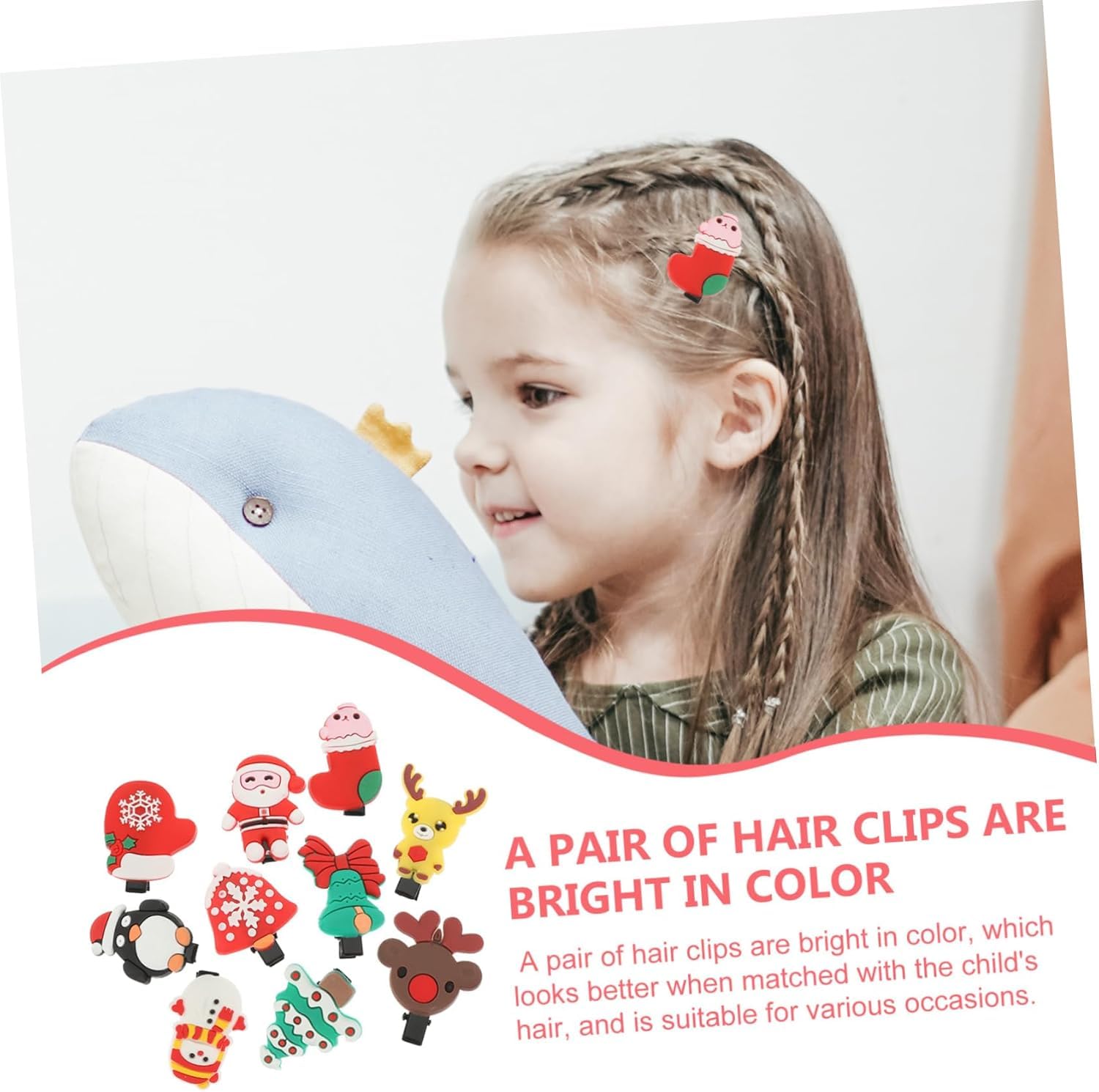 BAKEFY 20 Pack Christmas Hair Bows for Girls - Festive Hair Clips & Hair Accessories for Baby & Kids - Xmas Hair Decorations & Bowknots - Perfect for Holiday Parties, School Events & Family Photos