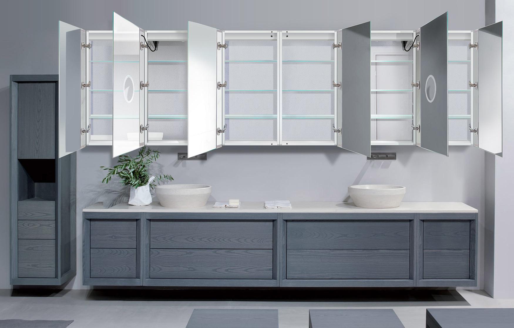 Krugg Svange 36 Inch LED Bathroom Mirror Medicine Cabinet with Adjustable Dimmer & Anti-Fog Function - Perfect for Modern Bathrooms, Vanities and Spa-Like Retreats