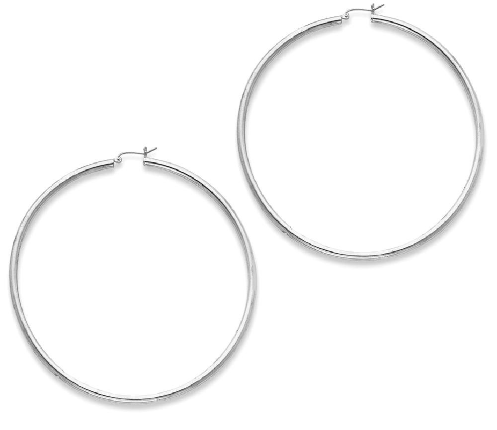 925 Sterling Silver 3mm Round Extra Large Hoop Earrings for Women - Hypoallergenic Fashion Jewelry Gift for Everyday Wear, Parties & Special Occasions