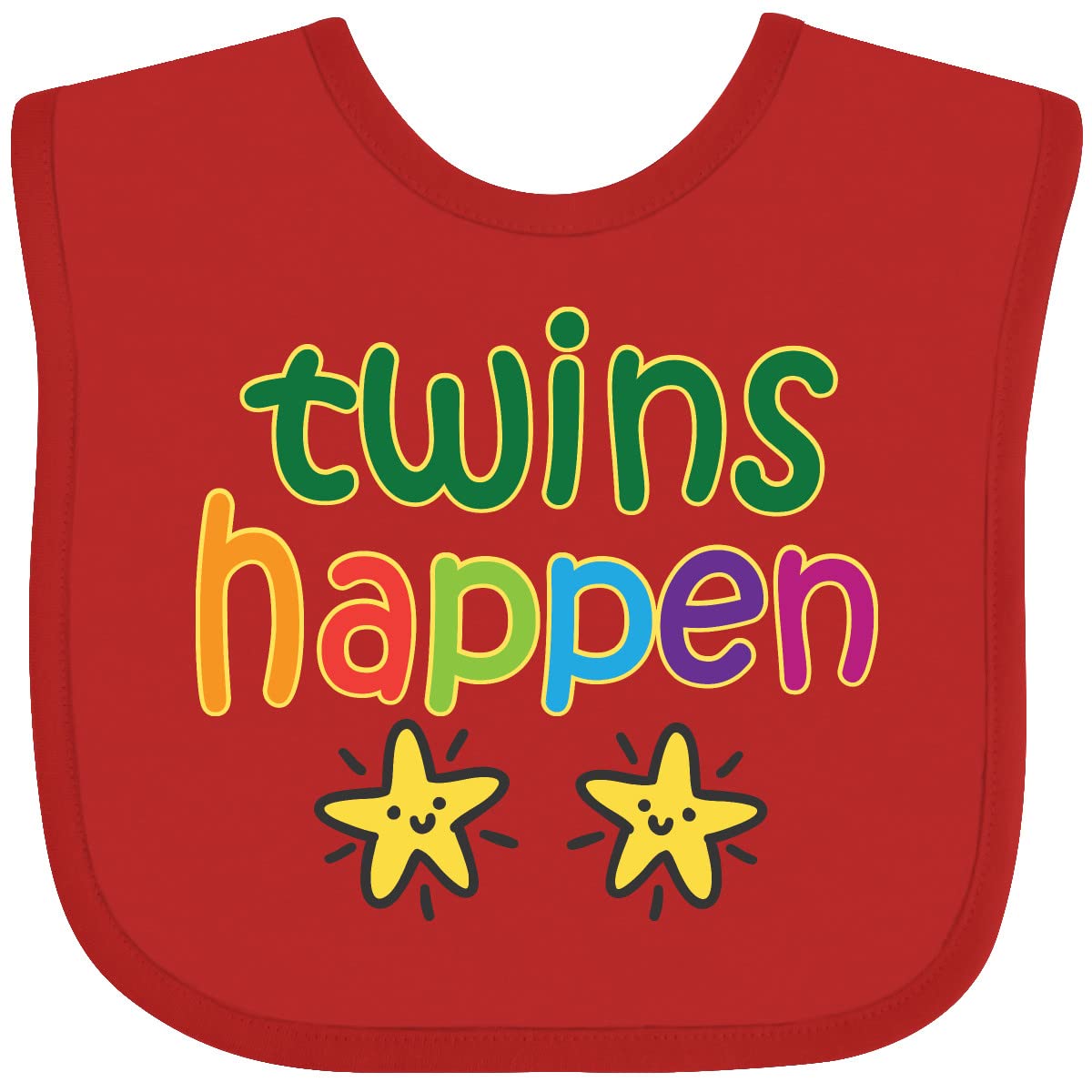 Inktastic Twins Happen Baby Gift - Soft Cotton Baby Bib for Twins, Newborns & Infants - Perfect for Feeding, Playtime & Photo Shoots