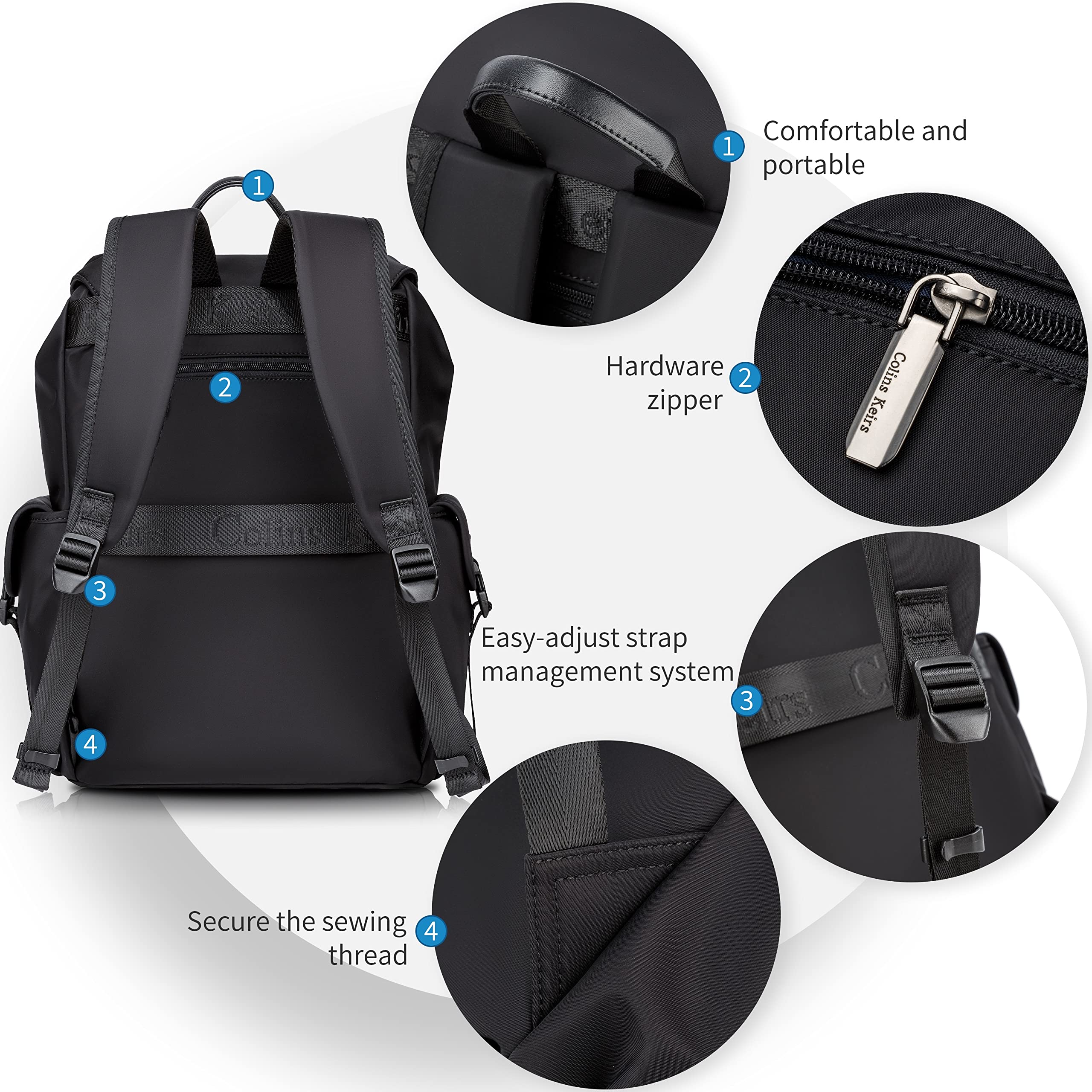 Men's Black 16 Inch Laptop Backpack - 30L Anti-Theft Waterproof Tech Backpack with Drawstring & Dedicated Laptop Compartment - Perfect for Work, Travel & College