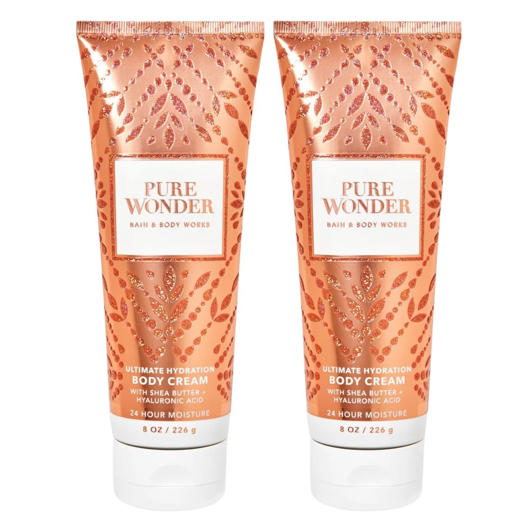 Bath & Body Works Ultimate Hydration Body Cream for Women - 8 Fl Oz (Pack of 2) - Pure Wonder Scent | Deep Moisturizing & Nourishing | Perfect for Dry Skin Care & Daily Hydration | Gift Idea for Her