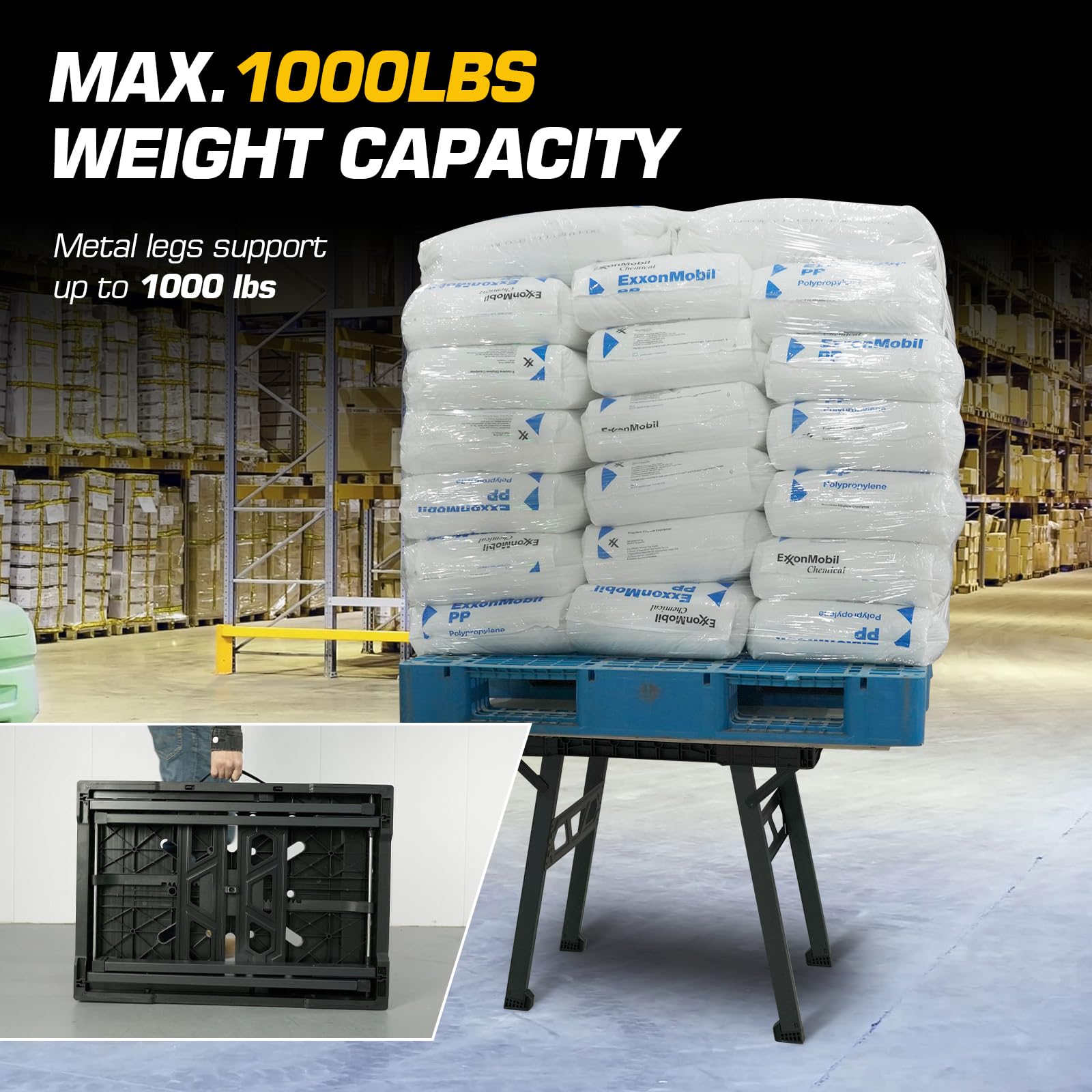 2-in-1 Portable Folding Workbench & Sawhorse - Heavy Duty 1000 lbs Capacity, 34