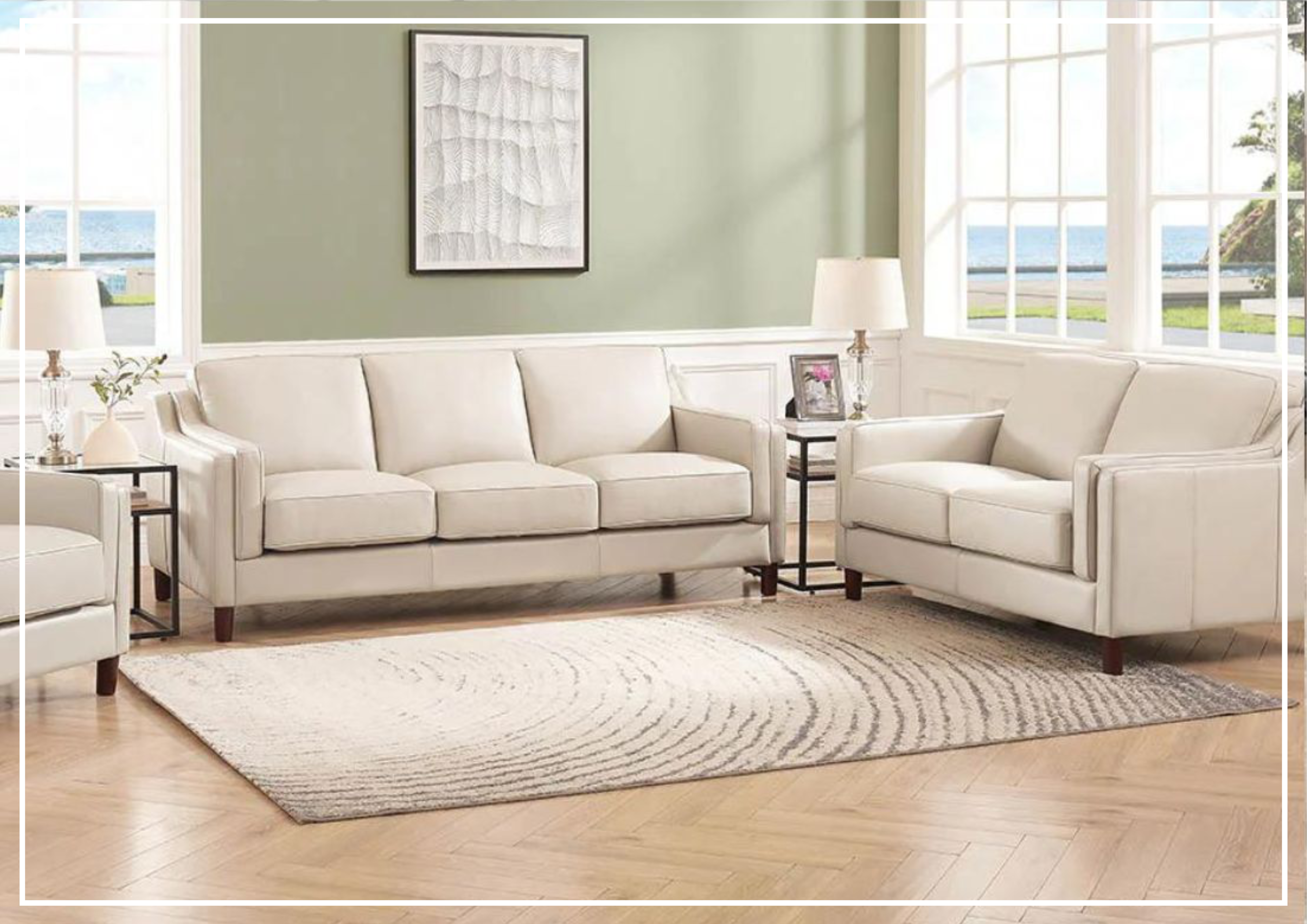 Hydeline Bella Stationary Leather Loveseat with Track Arms - Premium Faux Leather Sofa for Living Room, Office & Small Spaces - Comfortable Two-Seater Couch for Relaxing & Entertaining