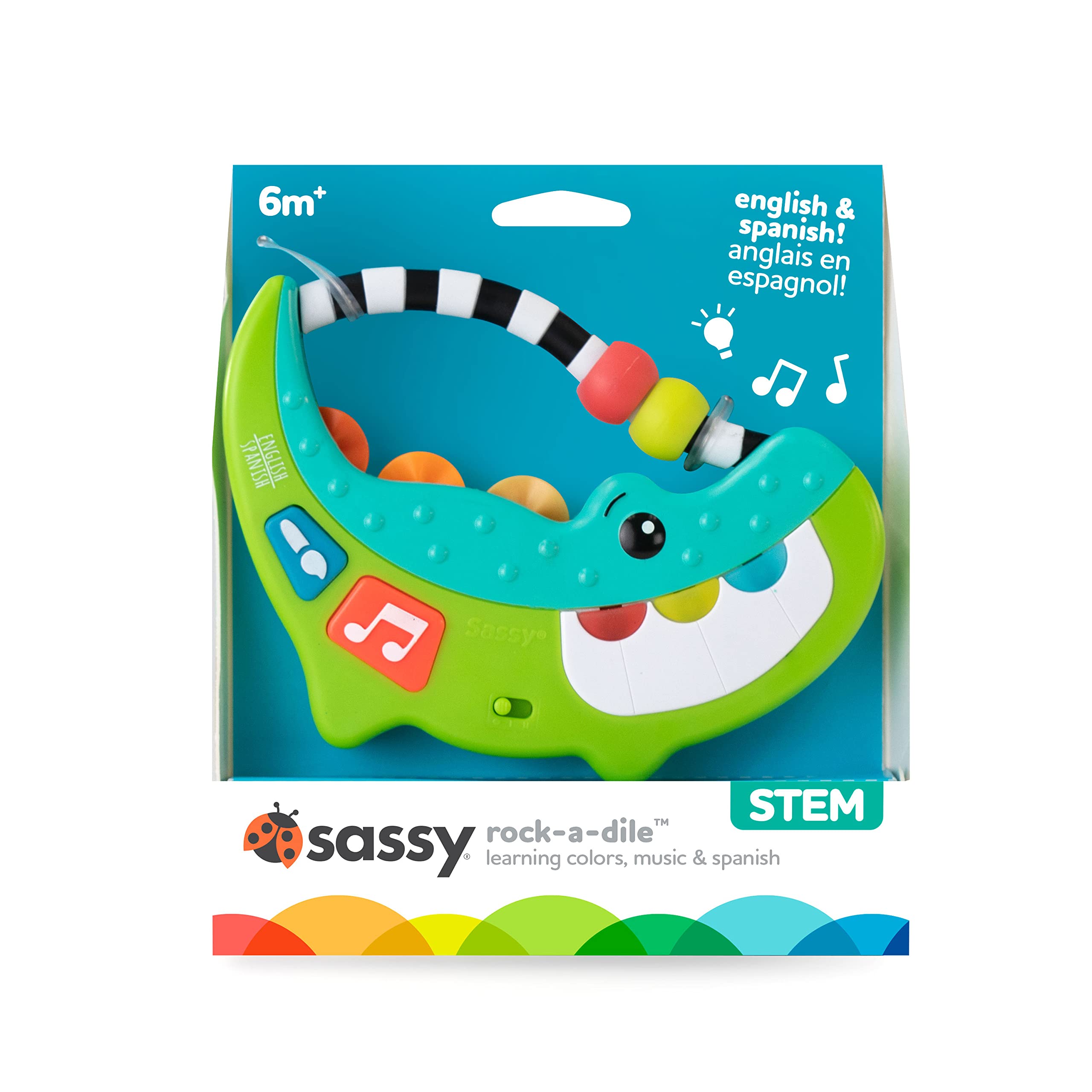 Sassy Rock-A-Dile Musical Baby Toy - Fun Interactive Singing Alligator for Toddlers 6-12 Months | Perfect for Early Learning, Playtime & Sensory Development