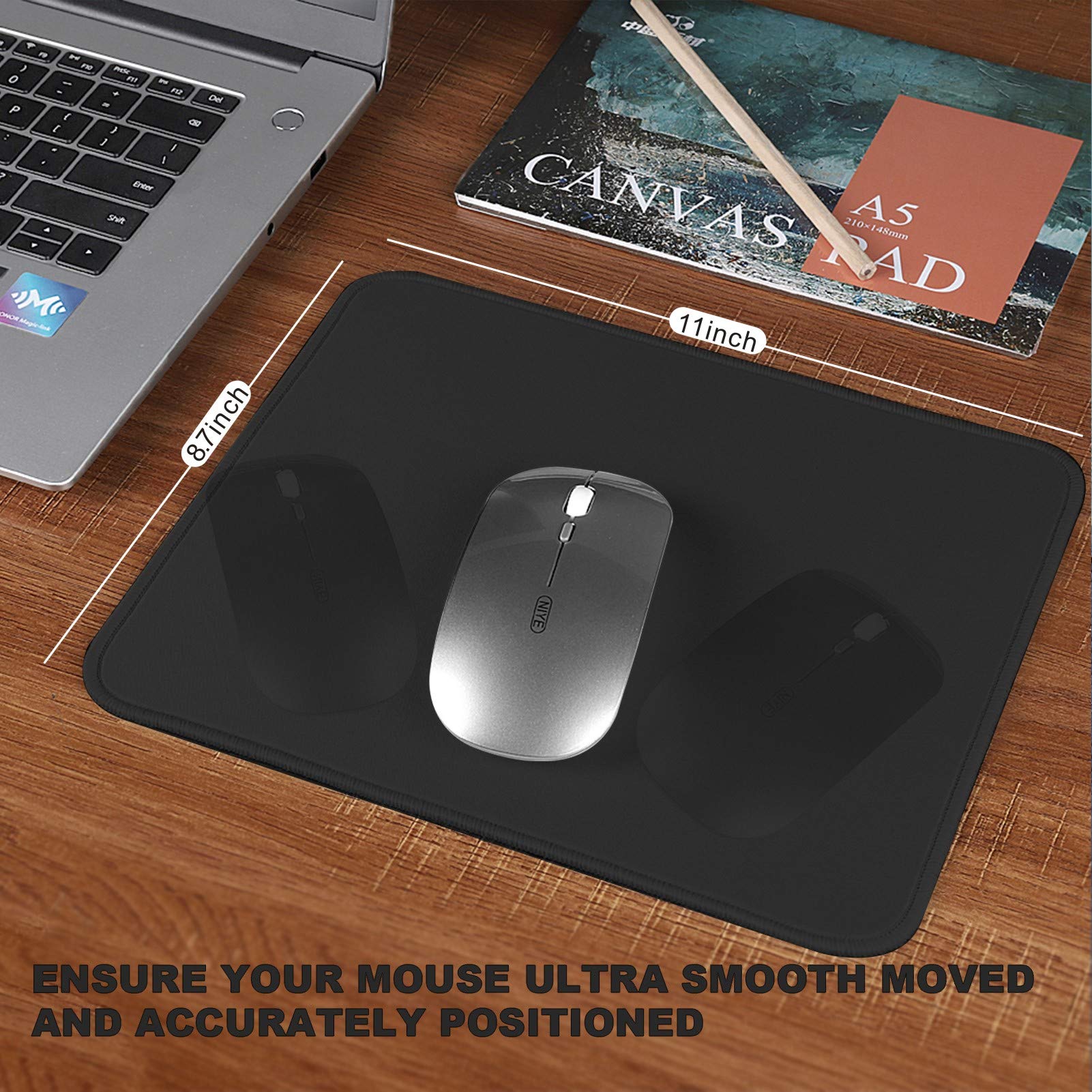 3 Pack Gaming Mouse Pad Set - Non-Slip Rubber Base, Anti-Fray Stitched Edges, Smooth Surface for PC/Laptop (11x8.7in) - Perfect for Office Work, Online Gaming & Home Use
