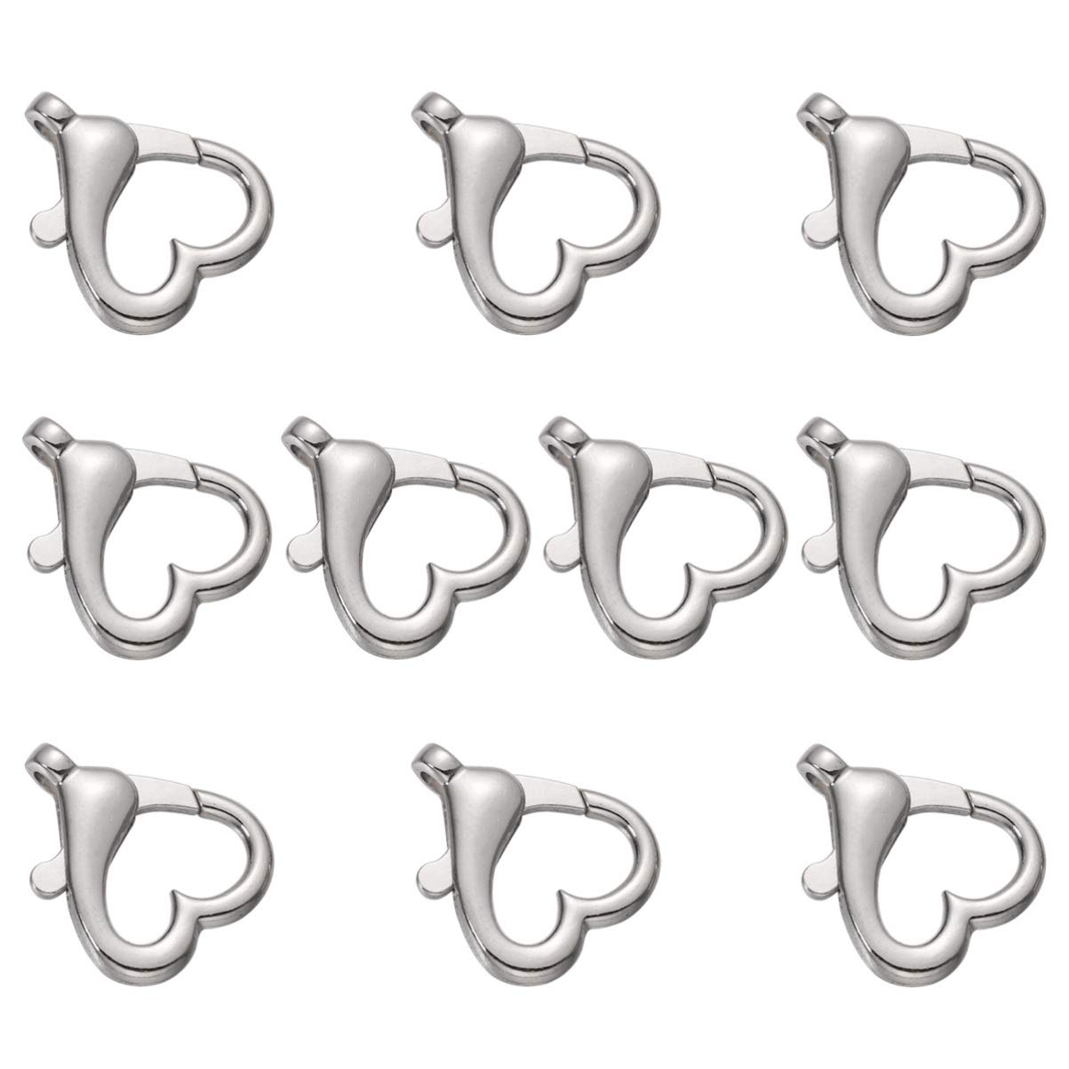 10pcs Heart Shaped Lobster Claw Clasps - Silver Metal Lanyard Hooks for DIY Jewelry Making, Keychains, Luggage Tags & Zipper Pulls - Perfect for Crafts, Gifts and Fashion Accessories