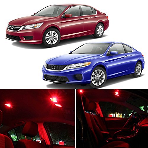 2013-2018 Honda Accord Interior LED Light Bulbs Kit (8-Piece) - Super Bright Red LED Replacement Lights for Dome, Map, Trunk - Easy DIY Installation for Car Interior Upgrade & Nighttime Driving