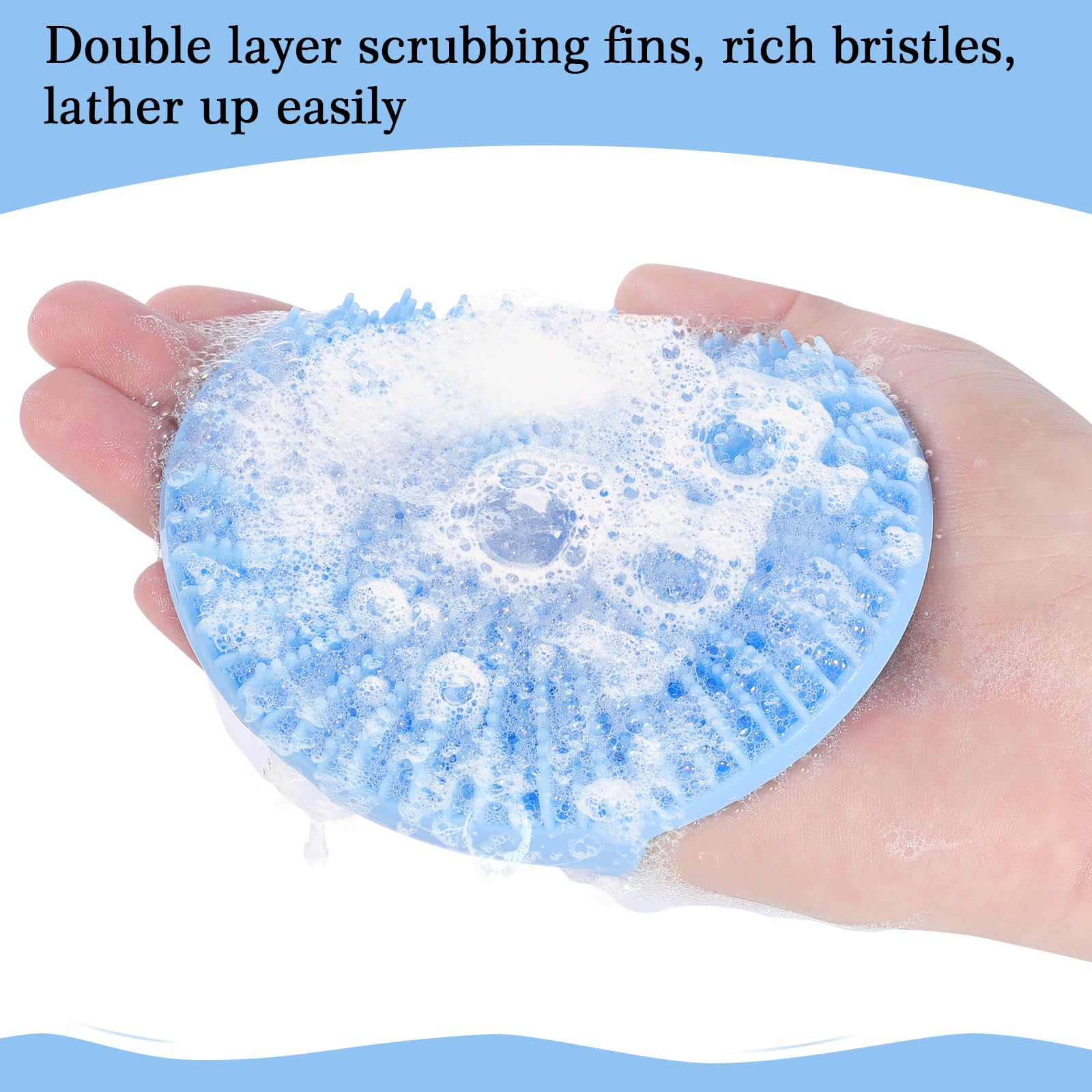 Exfoliating Silicone Body Scrubber for Shower - Gentle Back Scrubber for Men & Women with Sensitive Skin | Long Lasting, Lathers Well | Perfect for Daily Exfoliation & Deep Cleansing (Blue)