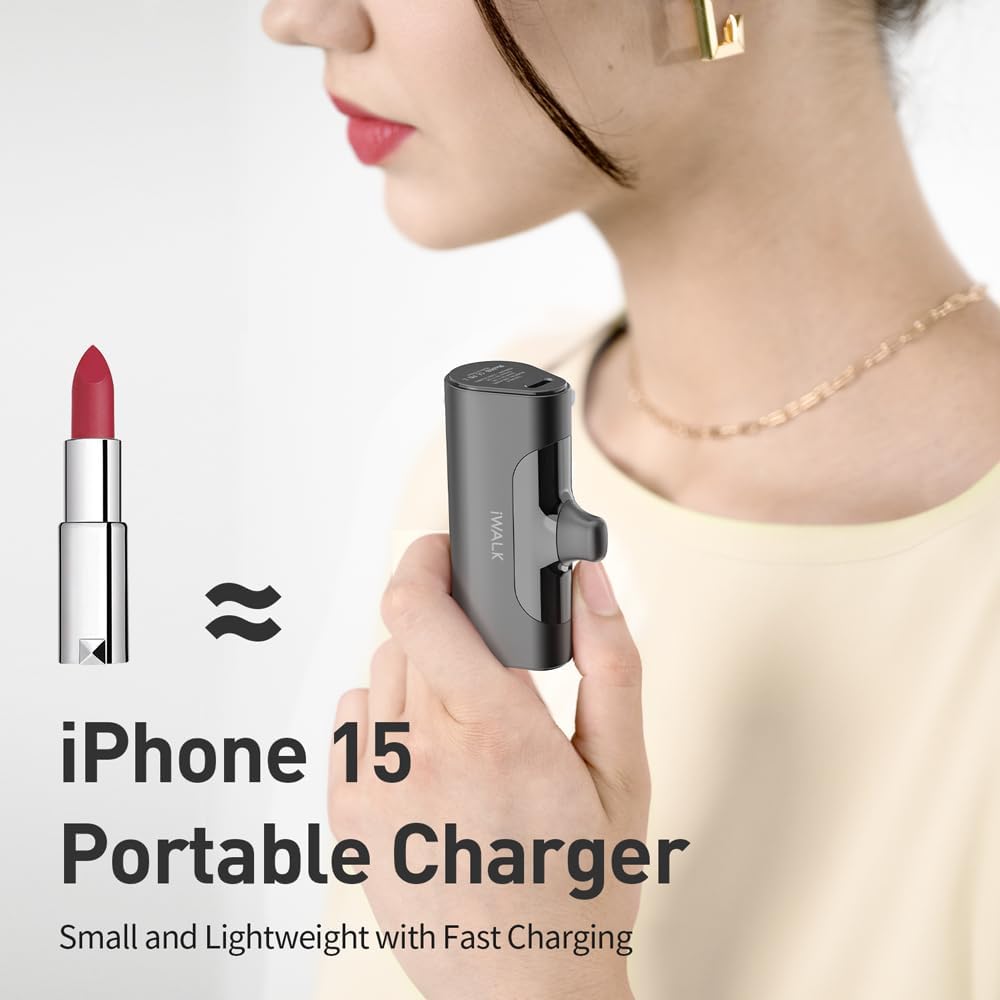 iWALK Mini 4500mAh Portable Charger - 20W USB-C Fast Charging Power Bank for iPhone 16 Pro Max/16 Pro/16/15, Samsung Galaxy S24/S23 Series, LG, HONOR, Xiaomi, iPad & AirPods - Compact White Power Bank for Travel, Work & Outdoor Activities