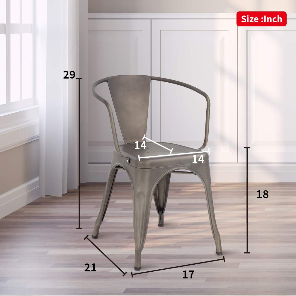 FDW 4-Piece Metal Dining Chairs Set - Indoor/Outdoor Stackable Kitchen & Patio Chairs - 18