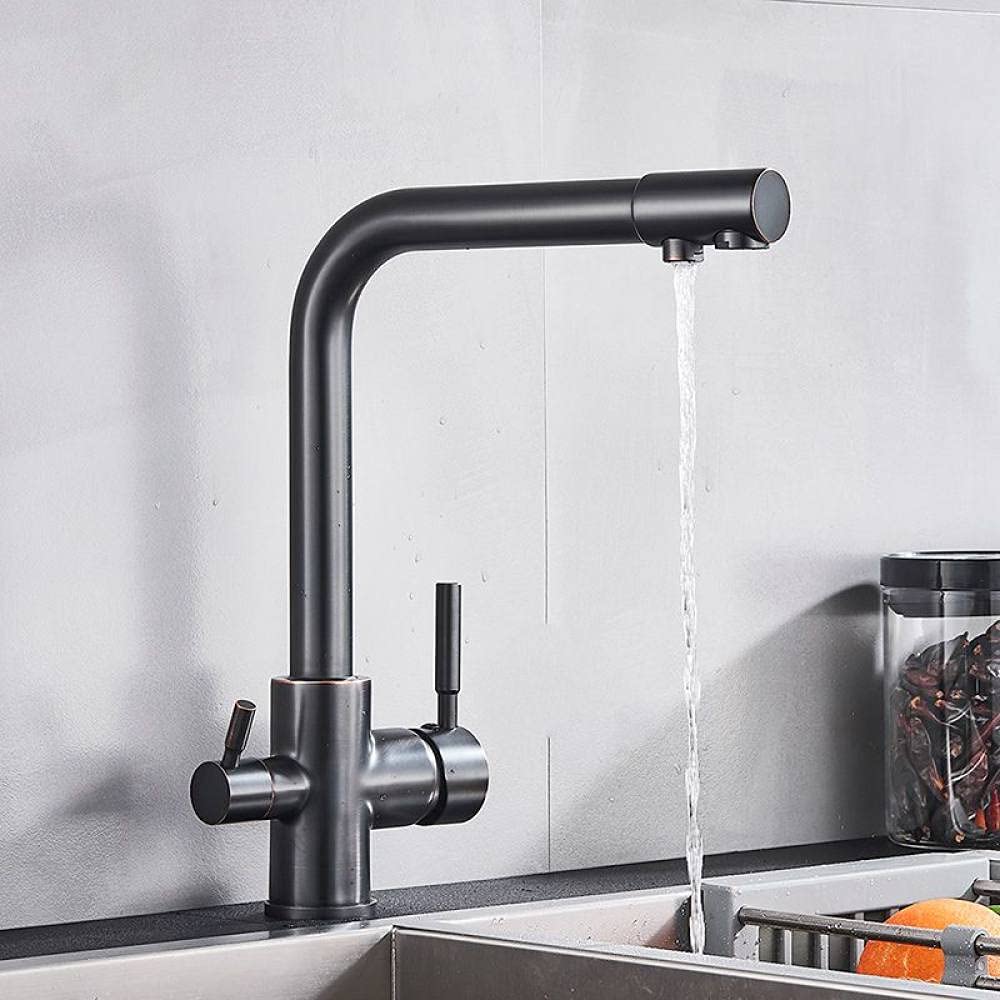 CAIDAI&YL Black Kitchen Faucet with Water Filter - Rotatable Drinking Water Purification Tap for Sink, Bronze Finish | Perfect for Modern Kitchens & Home Water Filtration Systems