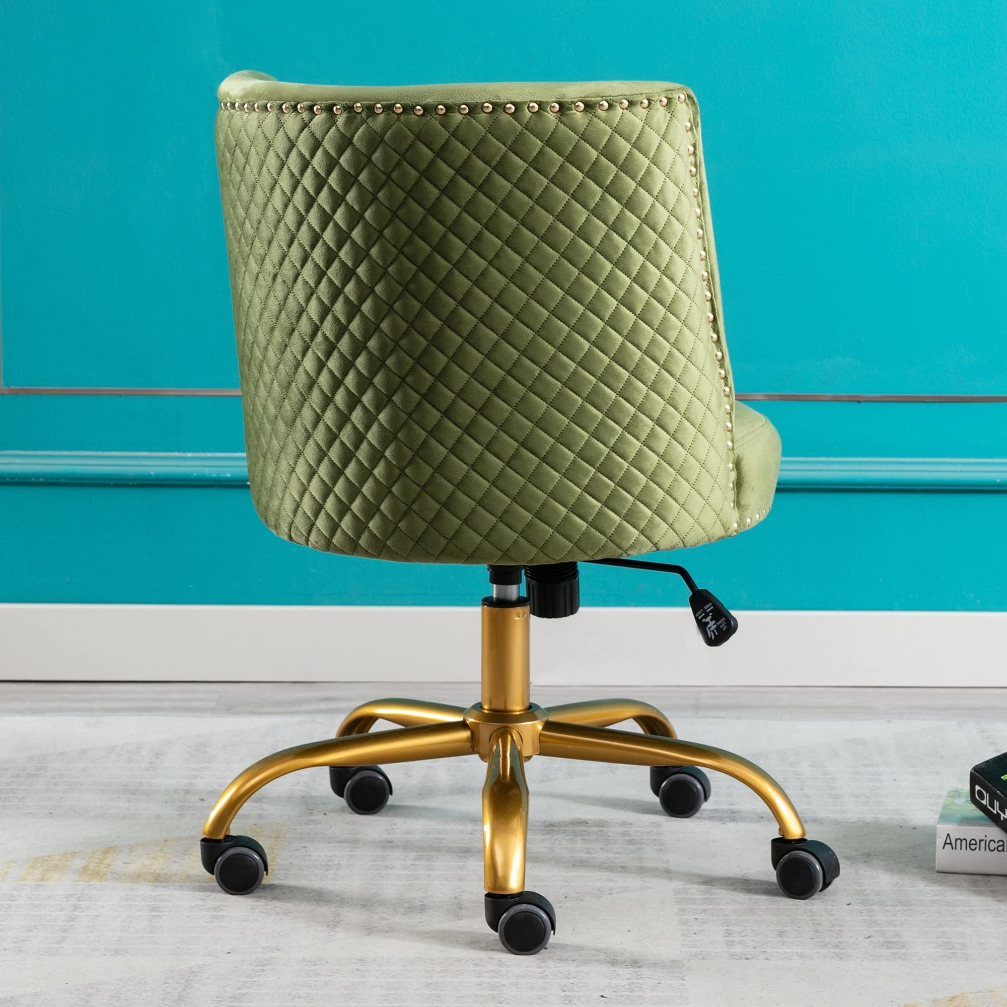 Velvet Home Office Desk Chair - Modern Swivel Accent Chair with Tilt Function for Computer Work, Living Room & Bedroom - Ergonomic Task Chair in Mustard Yellow for Comfortable Working & Relaxing