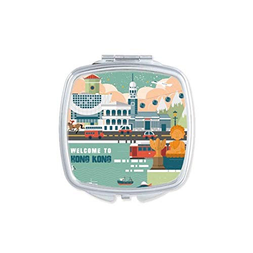 DIYthinker Welcome to Hong Kong China Mirror - Portable Compact Pocket Makeup Mirror with Double Sided Glass for Travel, Home & Office Use