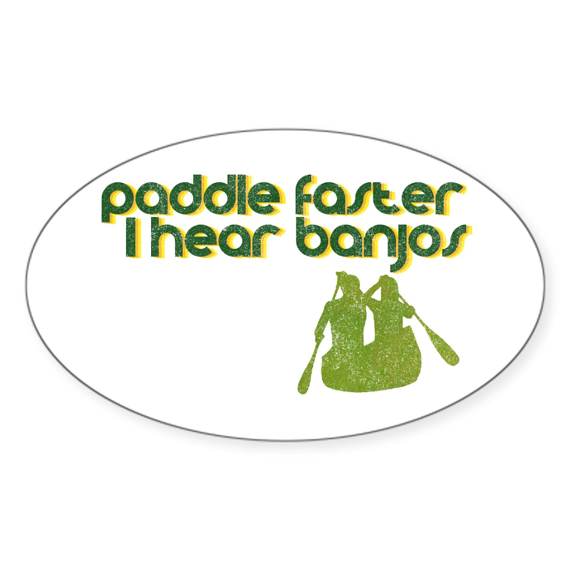 Banjos Paddle Faster Oval Car Bumper Sticker - Waterproof Vinyl Decal for Cars, Laptops, Windows - Perfect for Music Lovers & Outdoor Enthusiasts