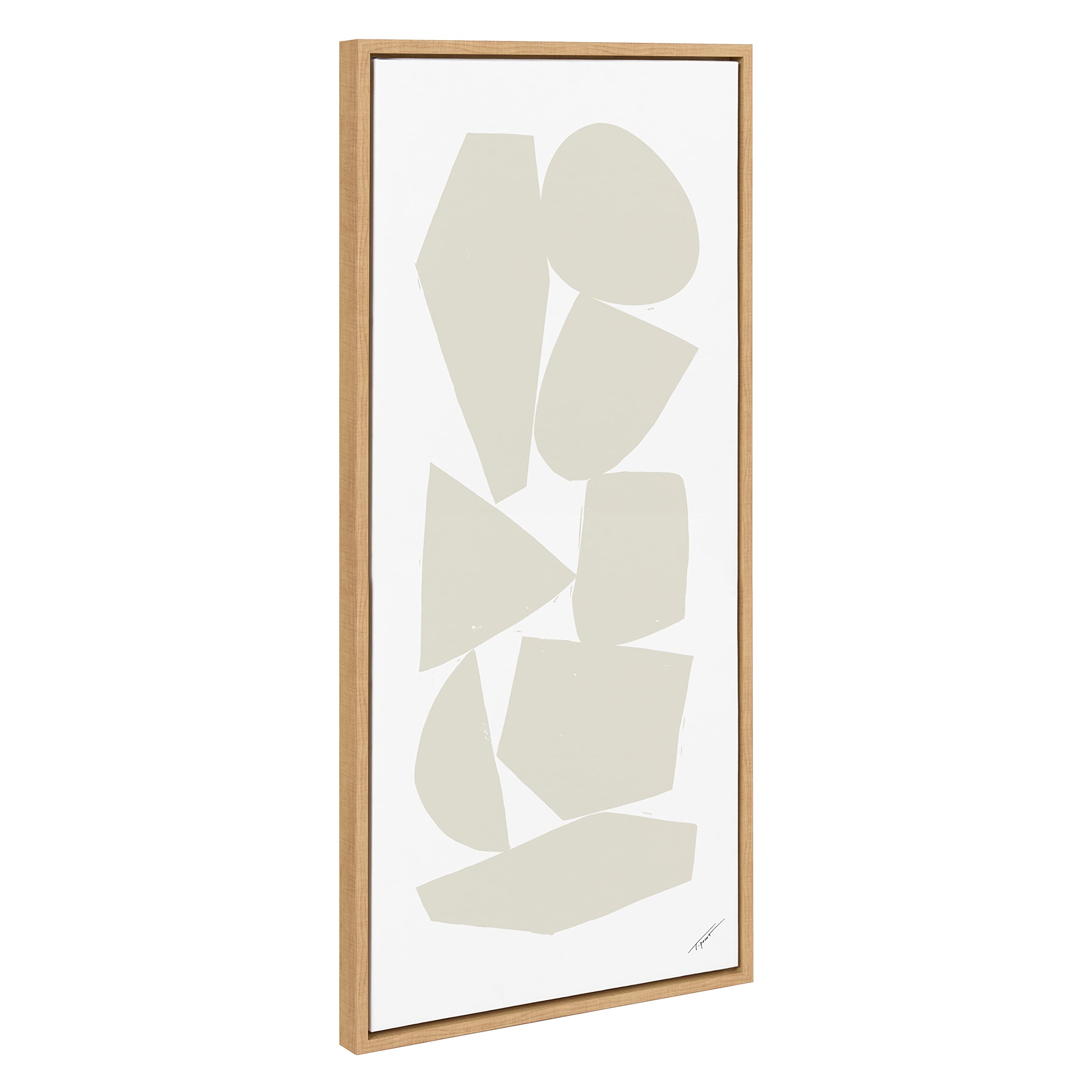 Kate & Laurel Sylvie Constructed III Framed Canvas Wall Art - 18x40 Inch Neutral Abstract Print - Modern Home & Office Decor - Perfect for Living Room, Bedroom or Entryway