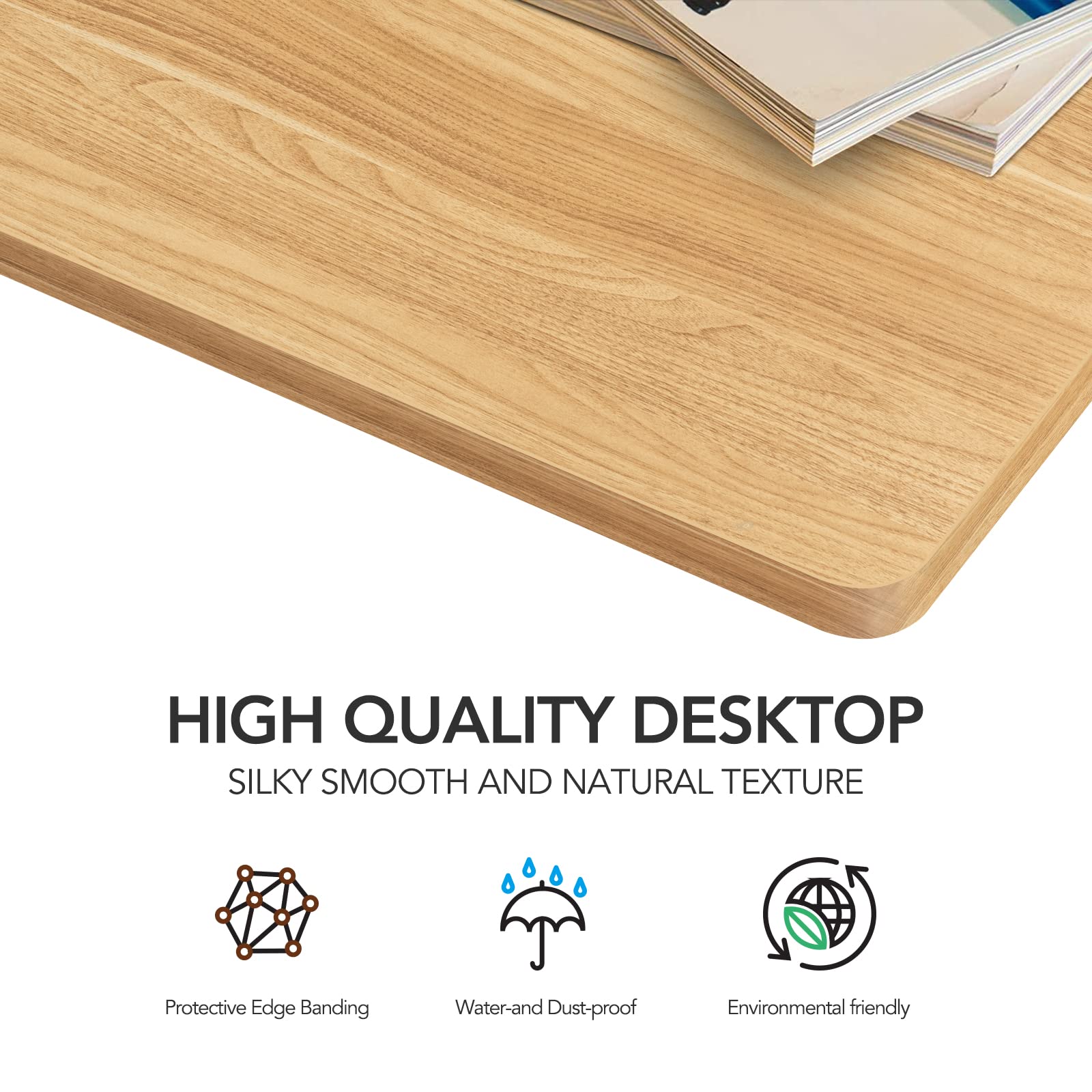 SANODESK 40x24x1 Inch Solid Particle Board Table Top - DIY Standing Desk & Home Office Workstation, Maple Finish for Modern Workspaces & Study Rooms