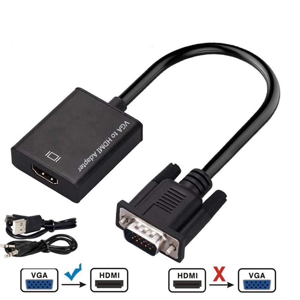 CARE CASE® VGA to HDMI Converter Adapter with Audio - 1080P HD Video Cable for PC/Laptop to TV/Monitor - Perfect for Home Theater, Gaming, and Office Presentations