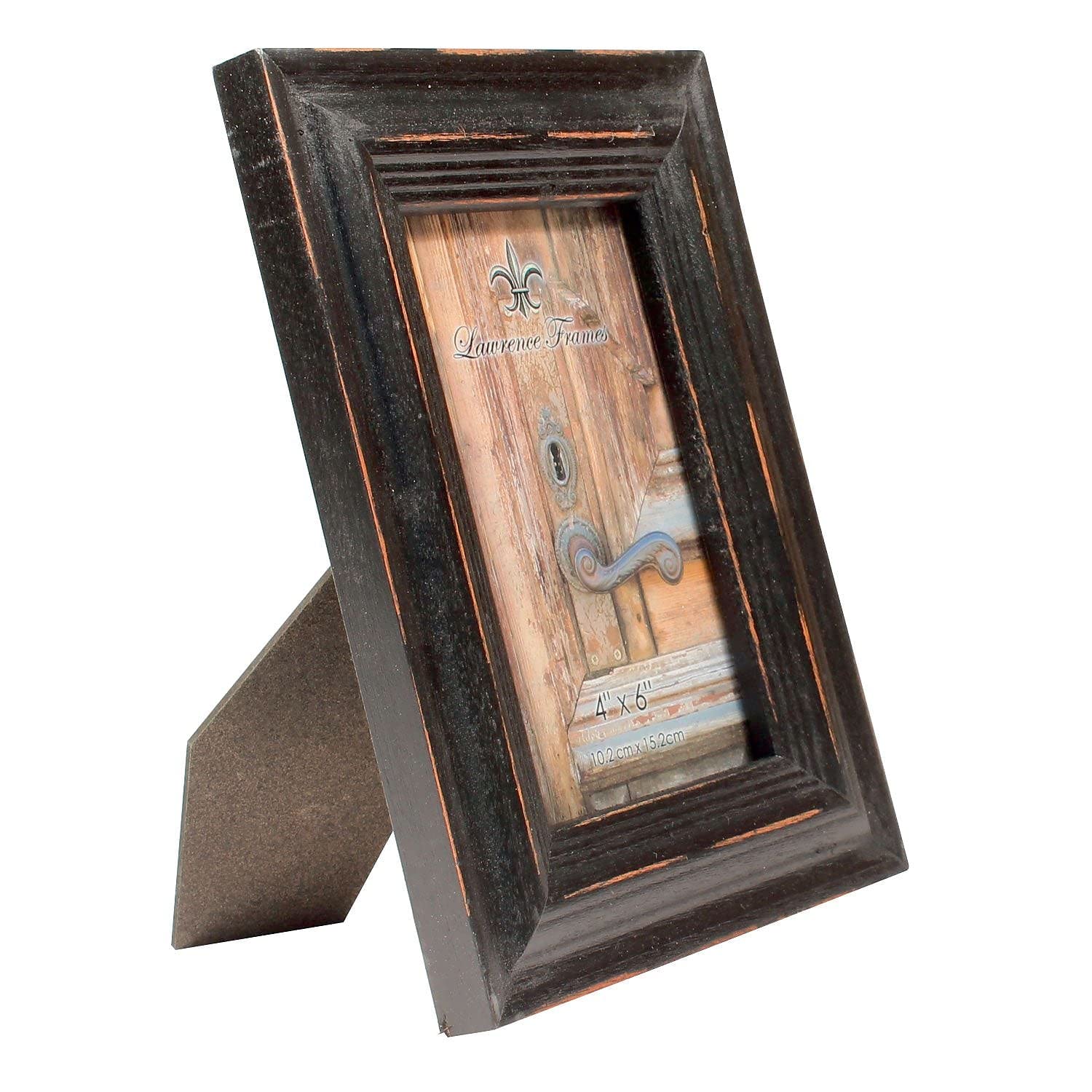 Lawrence Frames 4x6 Weathered Black Wood Picture Frame - Rustic Photo Display for Home Decor, Office, or Gift Giving - Perfect for Wall Art, Family Photos, and Wedding Memories