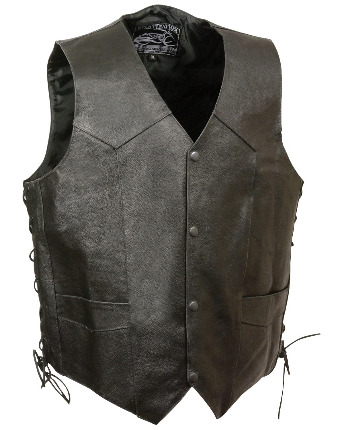 Milwaukee Leather Men's Side Lace Skull & Wings Vest - Black, Medium Size | Biker Jacket for Motorcycle Riding & Casual Outfits