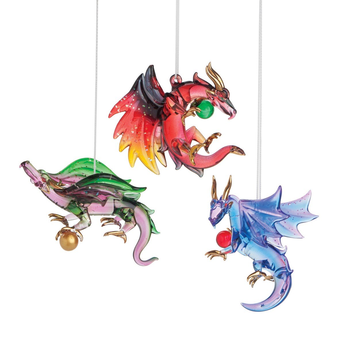 Gallerie II Wicked Dragon Christmas Ornament Set of 3 - Unique Holiday Tree Decorations for Xmas, Halloween & Fantasy Themed Parties | Perfect for Home, Office & Gift Giving