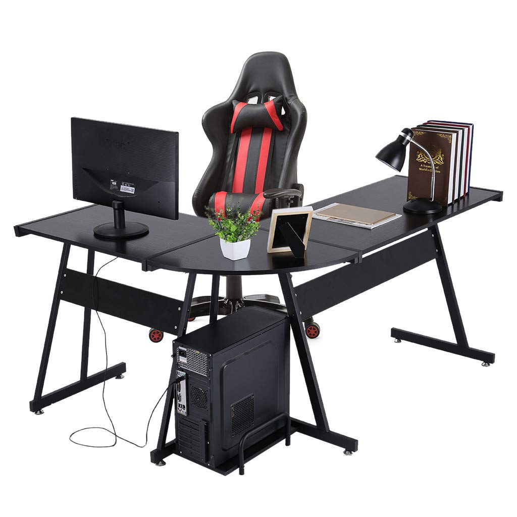 Modern L-Shaped Home Office Desk - Sturdy Corner Computer Workstation for PC & Laptop - Ergonomic Gaming Desk with Large Surface - Perfect for Small Spaces, Remote Work & Gaming Setups