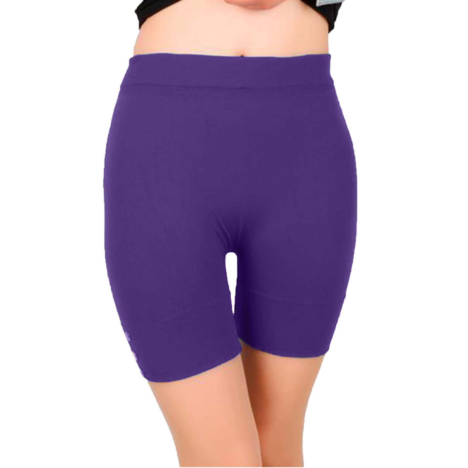 Buttery Soft Women's Seamless Workout Shorts - Stretchy Yoga, Running, Dance & Volleyball Shorts - High Waist Gym & Cheerleader Shorts in Solid Purple for Active Lifestyles