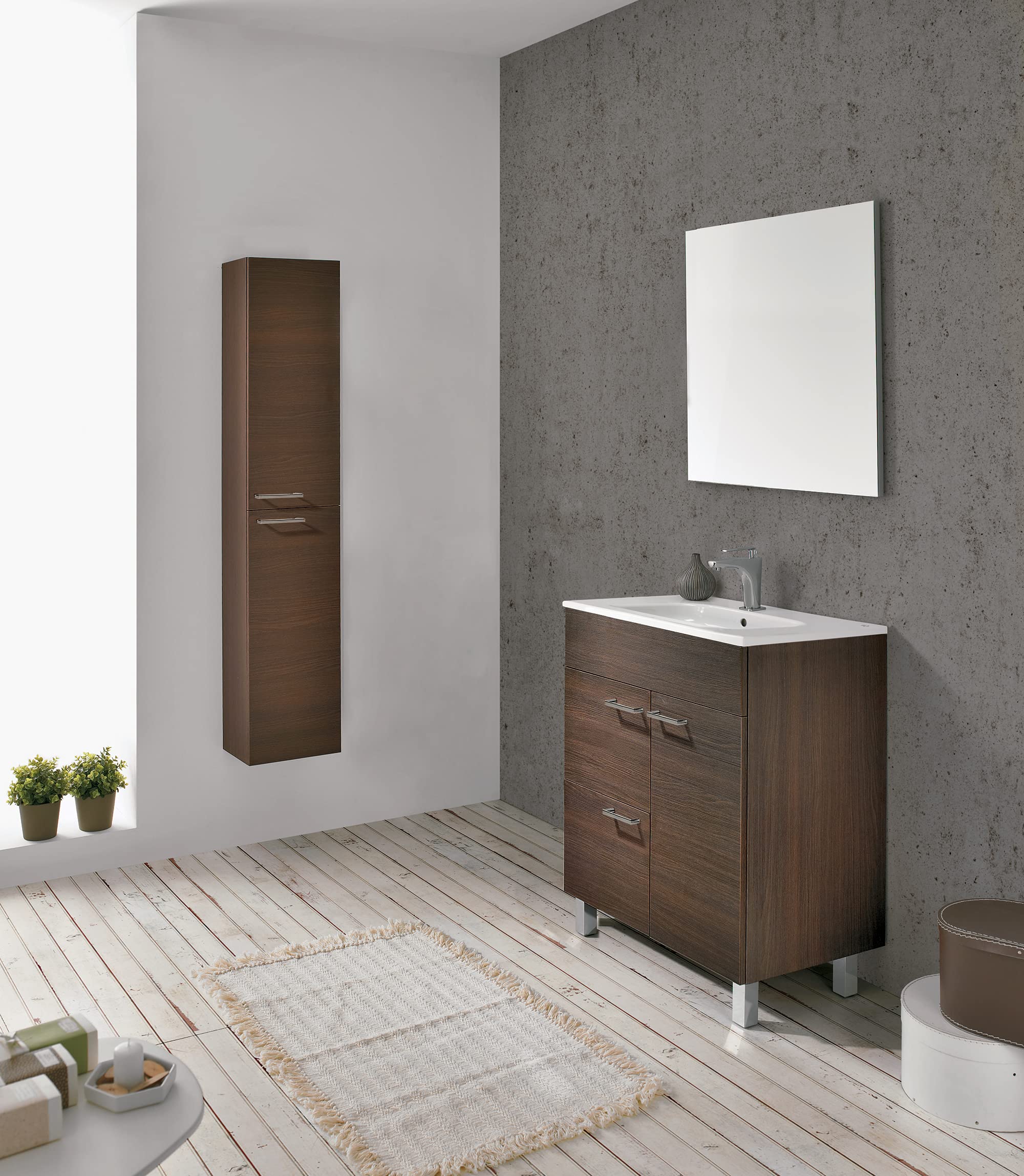 Royo Confort Collection 24 Inch Bathroom Vanity with Sink in Sandy Wenge Finish - Modern Bathroom Storage Solution for Small Spaces & Powder Rooms
