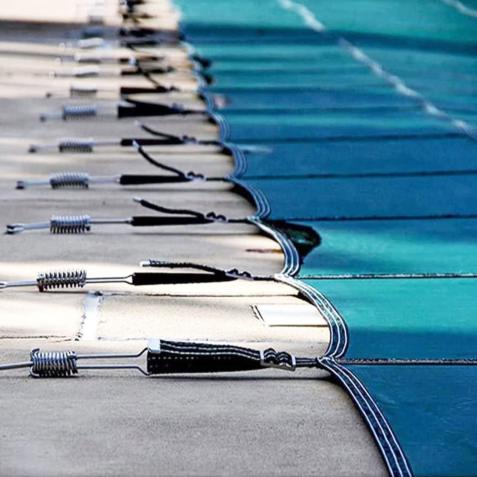 LSMKKA Winter Pool Cover with Anchors - Heavy Duty Rectangle Safety Cover for Inground Pools, Snowproof & Durable Green Tarpaulin (5ft x 5ft) - Perfect for Outdoor Deck Protection During Cold Seasons