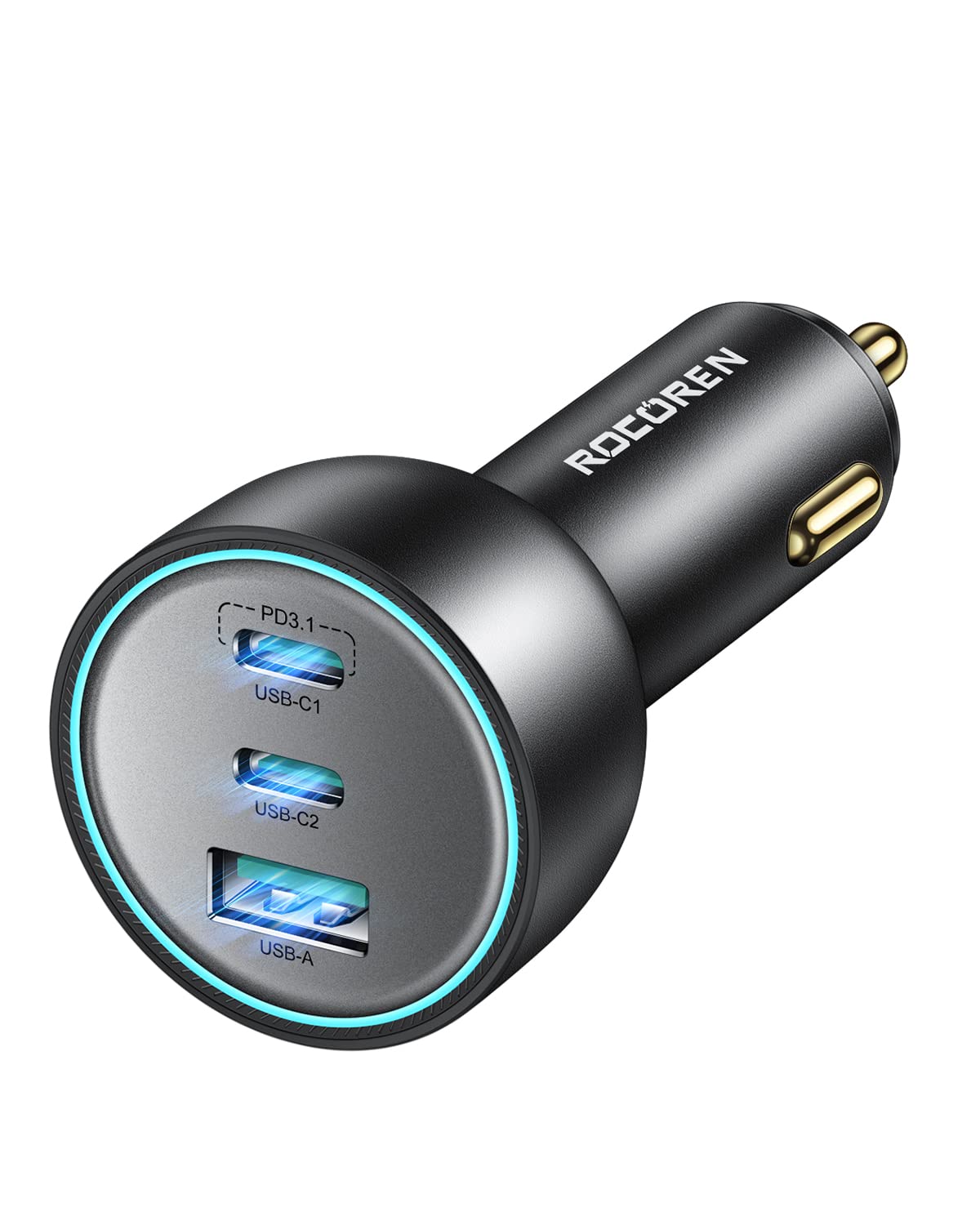 165W USB C Car Charger with PD3.1 140W & QC5.0, 3-Port Super Fast Charging Adapter for iPhone 15/14 Pro Max, Samsung Galaxy S23, iPad Pro, MacBook Air/Pro, Laptop & Steam Deck - Perfect for Road Trips & Long Commutes