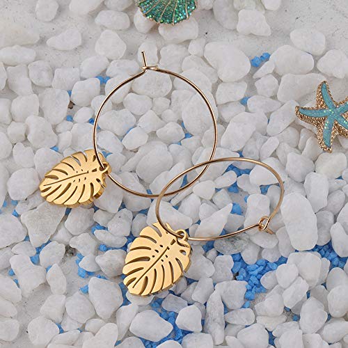 RUIZHEN Hollow Out Monstera Leaf Nature Palm Leaf Dangle Earrings - Bohemian Tropical Style Handmade Jewelry for Women, Perfect for Beach Vacation, Summer Party & Boho Fashion Accessories