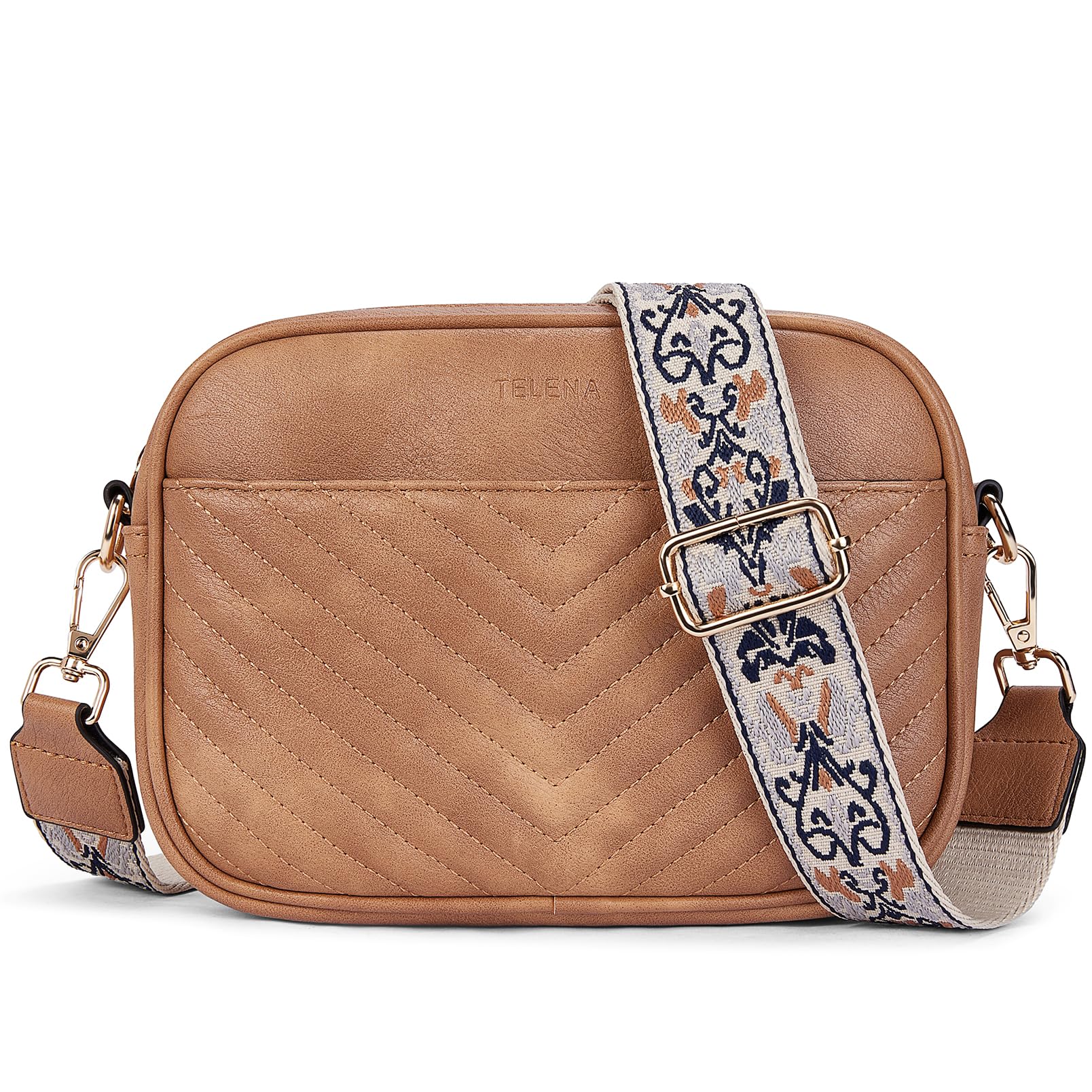 Trendy Telena Quilted Leather Crossbody Bag for Women - Small Purse with Adjustable Wide Strap - Perfect for Daily Use, Travel & Shopping