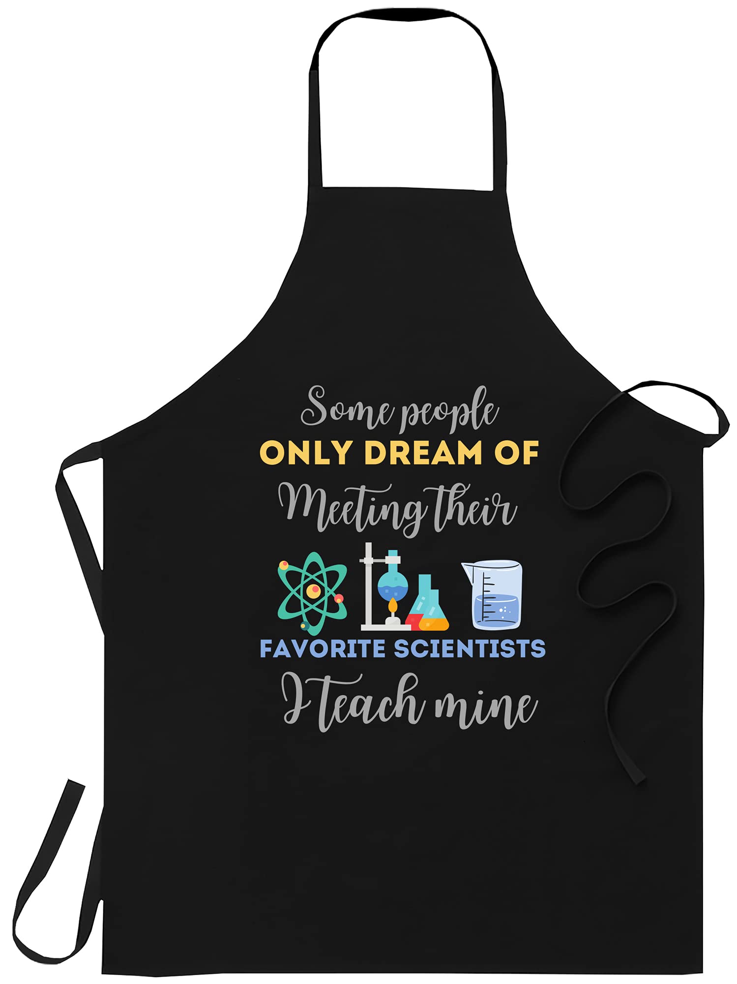 Science Teacher Apron - Black Teaching Apron for Biology, Chemistry & Physics Educators - Adjustable One Size Fits All - Perfect for Classroom, Lab & Kitchen Use