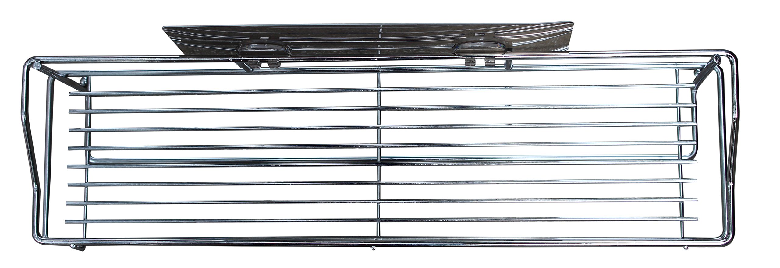 Royal Chrome Shower Caddy - Self Adhesive Bathroom Storage Basket with Towel Rack - Rustproof Stainless Steel Organizer for Bathroom, Kitchen Spices & Condiments - Perfect for Small Space Organization in Showers, RVs and Dorm Rooms