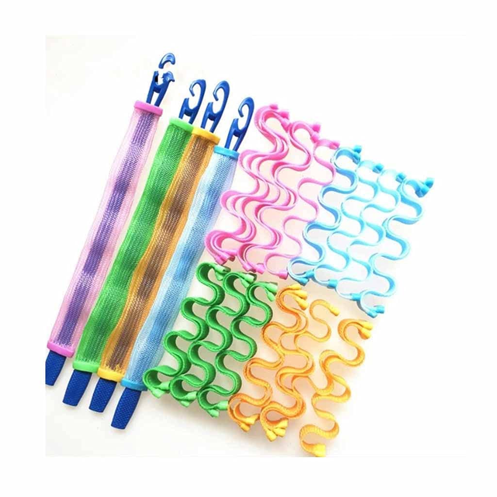 24Pcs Heatless Hair Curlers Set - No Heat Spiral Curling Rods 30cm for Long Hair, Magic Wave Styling Kit with Hooks | Perfect for Overnight Curls, Beach Waves & Natural Hairstyles