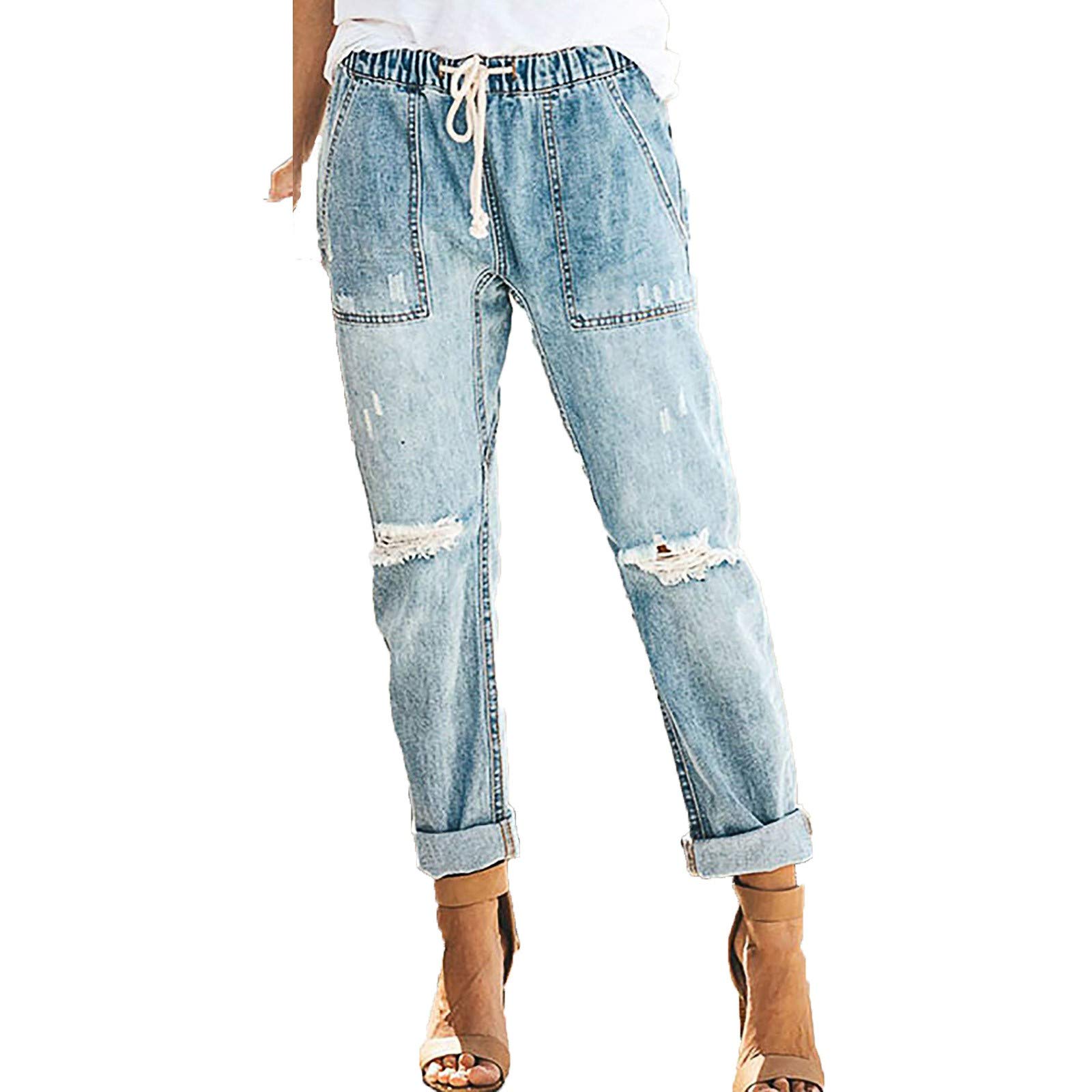 RIJJTRP Women's Low Waist Flare Jeans - Solid Color Distressed Ankle Pants for Work & Casual Outfits | Perfect for Office, Date Night & Everyday Wear