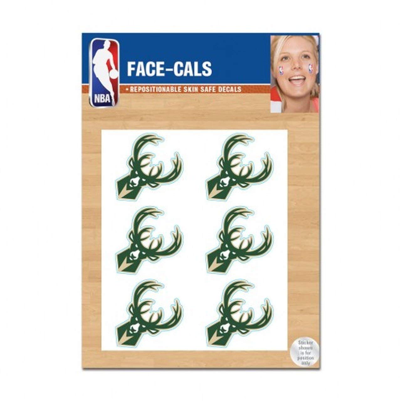 Wincraft NBA Milwaukee Bucks Temporary Face Tattoos - Team Colors, One Size - Perfect for Game Day, Fan Parties & Basketball Events